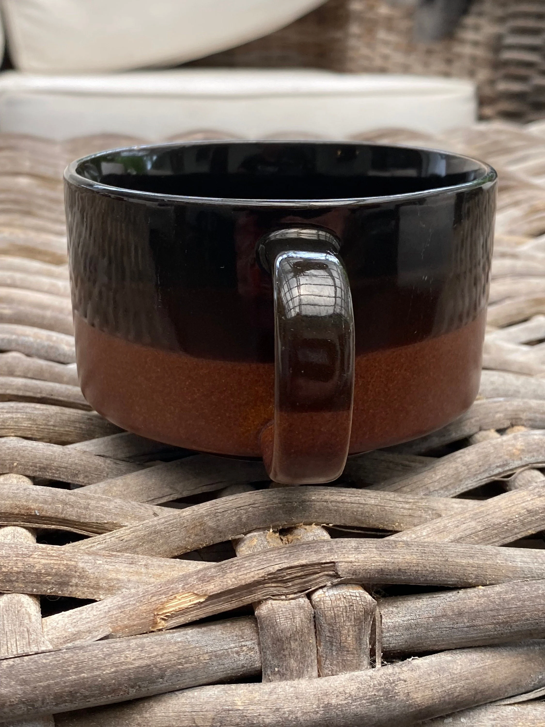 Rear view focusing on sturdy rounded handle