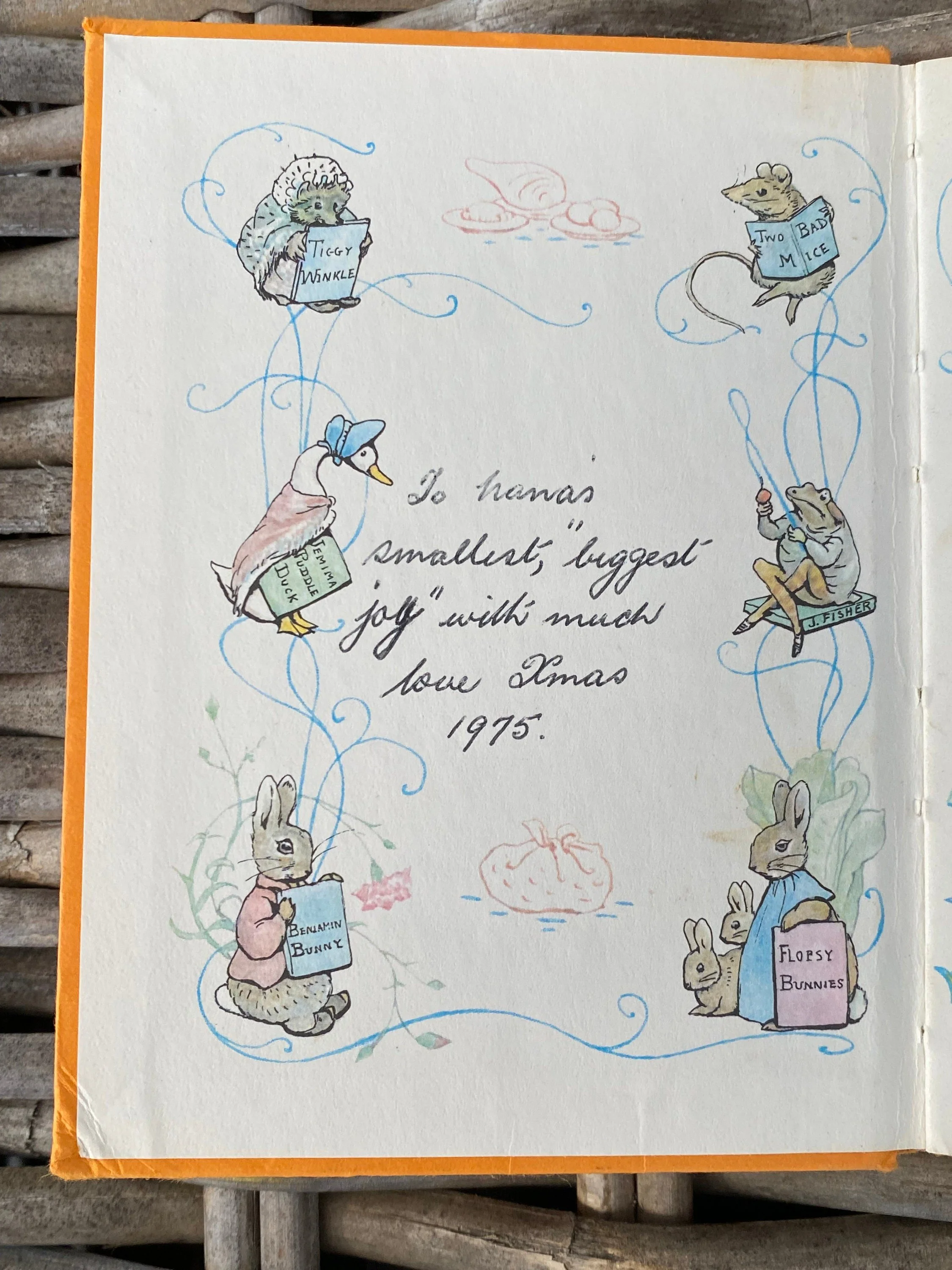 Handwritten inscription from Christmas 1975 inside front cover