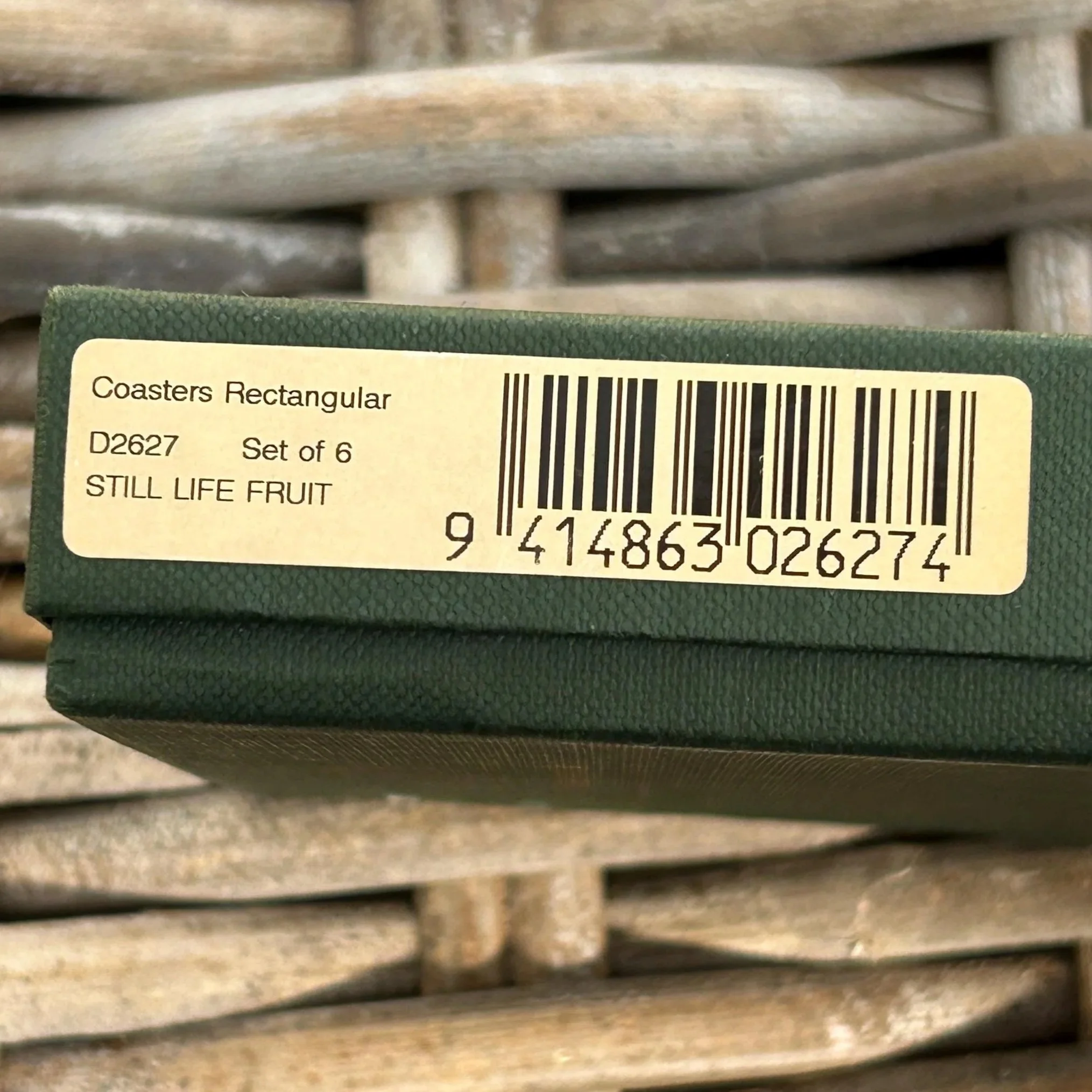 Product barcode label and item code D2627 visible on box side