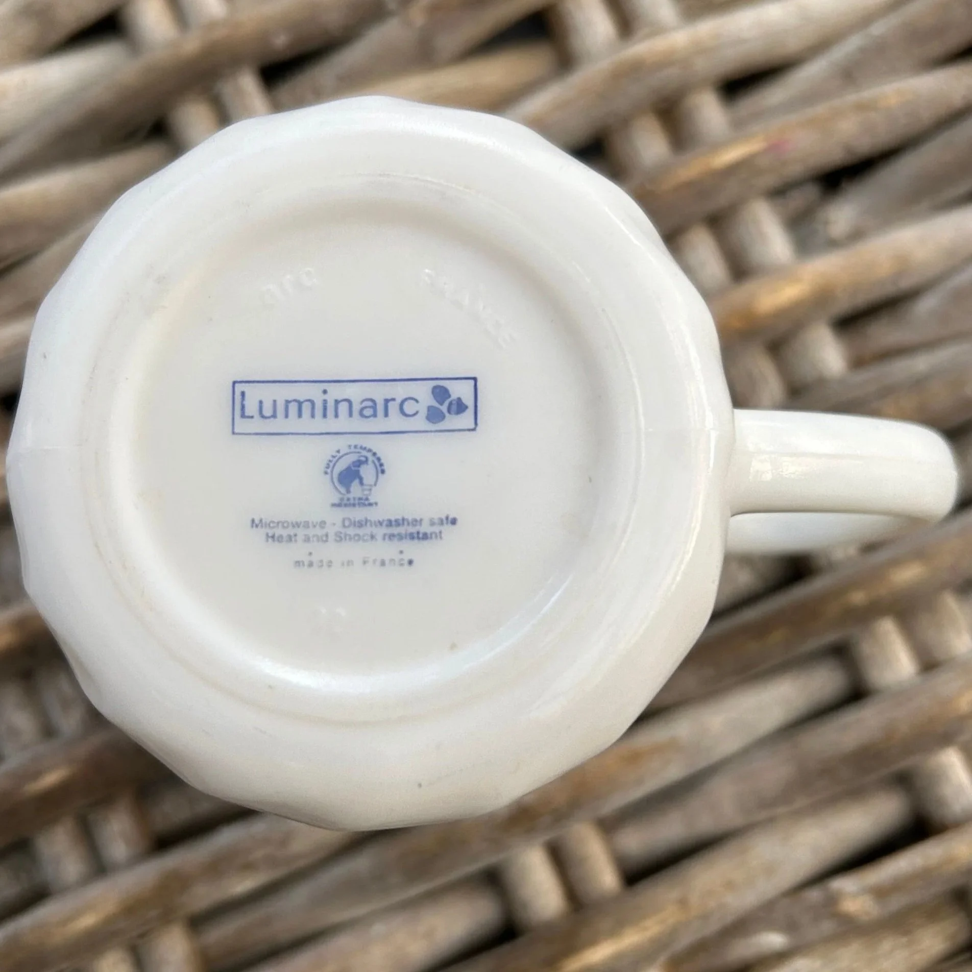 Underside view showing Luminarc France stamp and maker’s mark