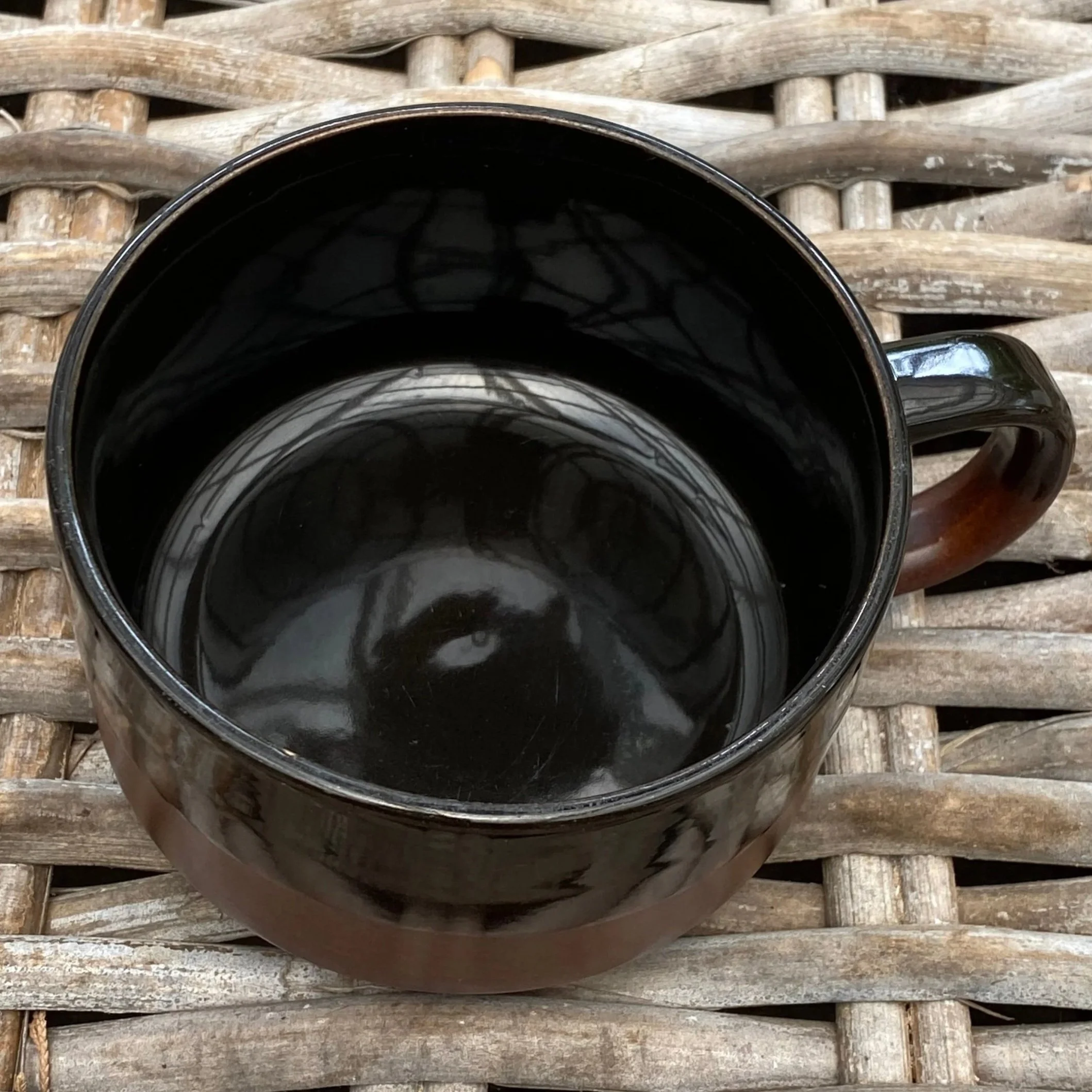 Top view showing glossy dark glazed interior