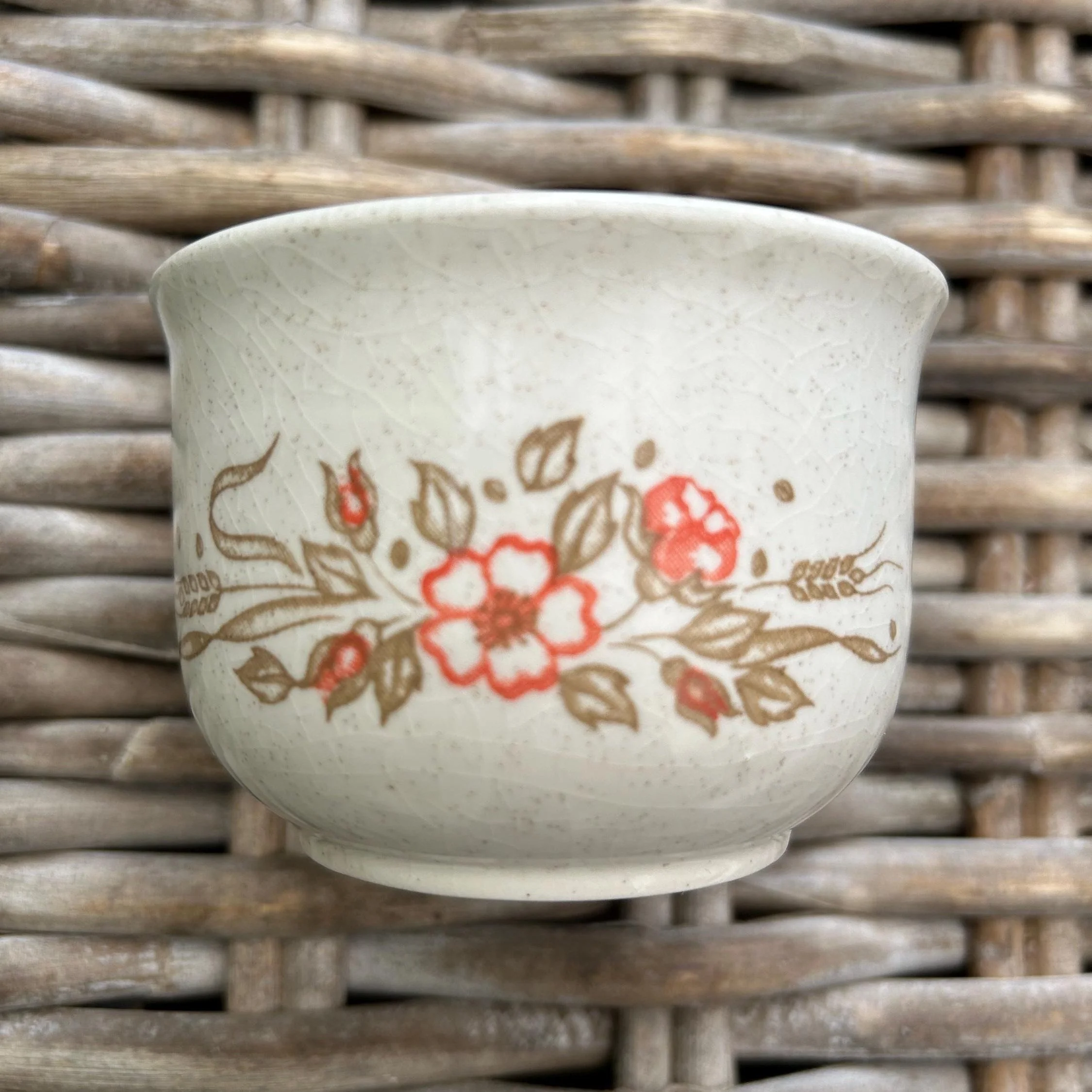 Vintage Churchill ceramic bowl with floral and wheat pattern in red and brown