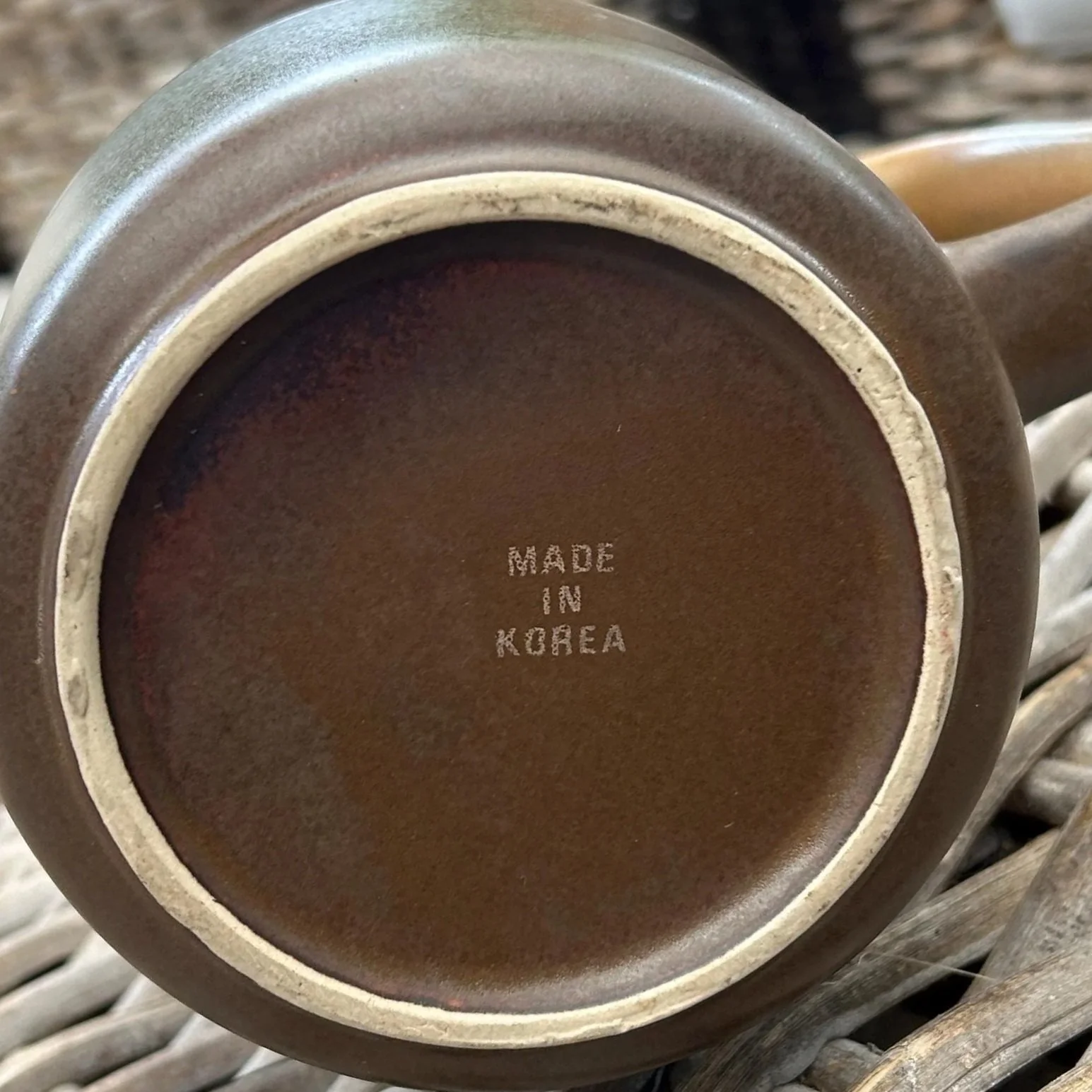 Underside of pot with "Made in Korea" stamp clearly visible