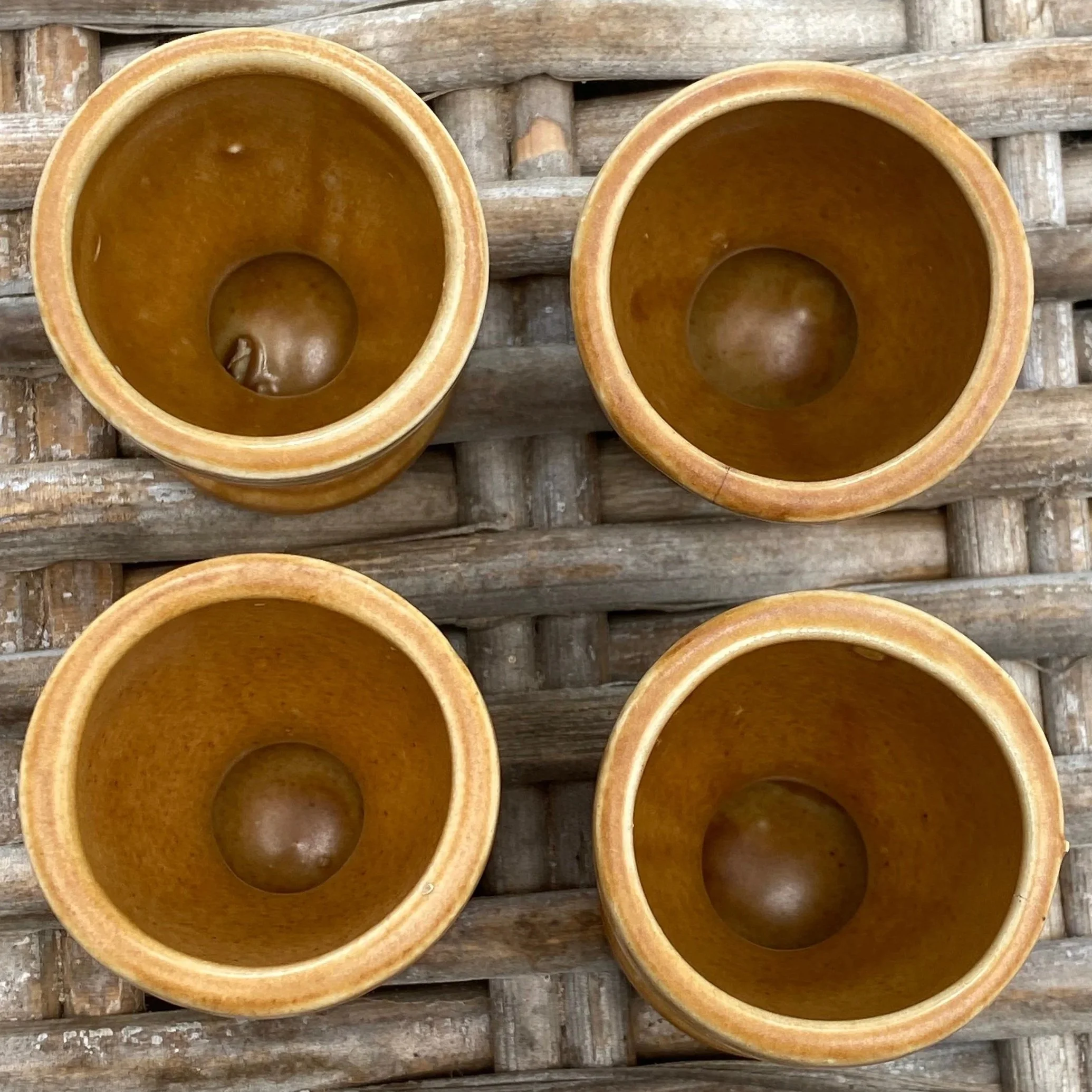 Top view of all four egg cups showing inner glaze