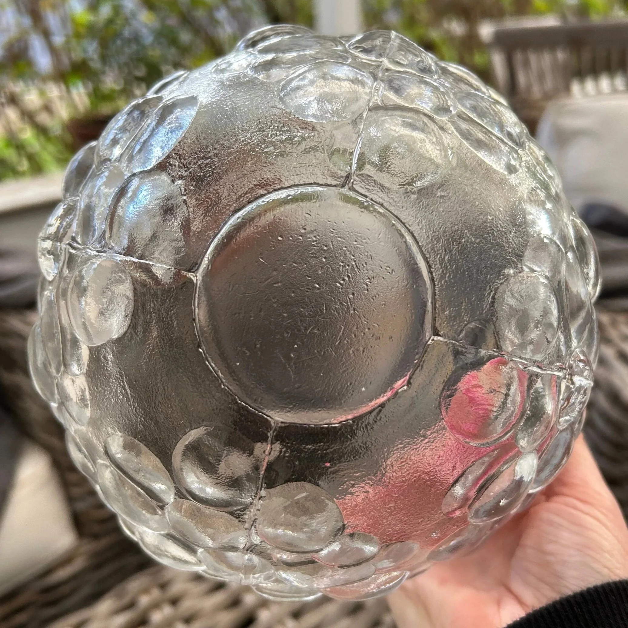 Underside of bowl showing raised detailing and base ring