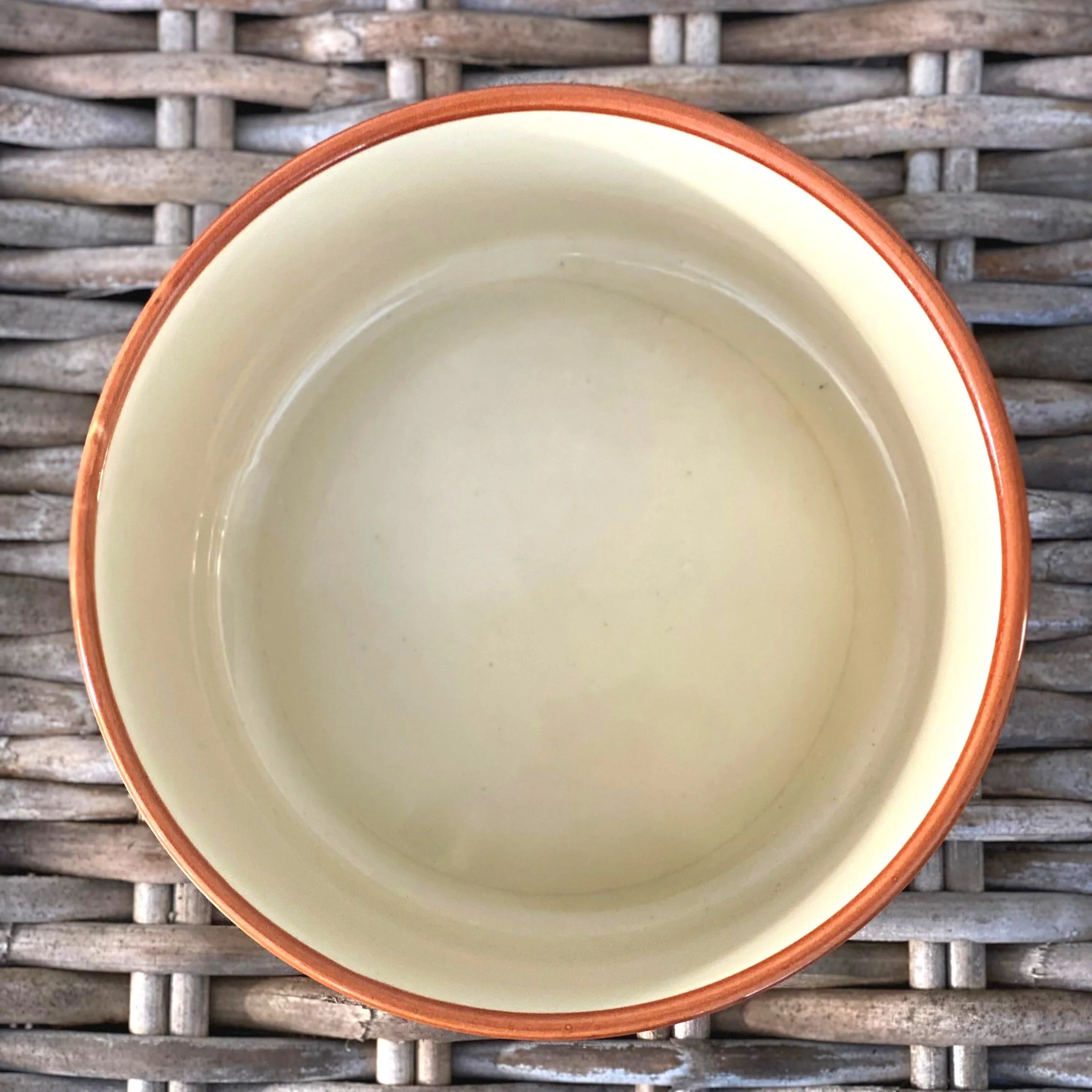 Top-down view of the cream glazed interior