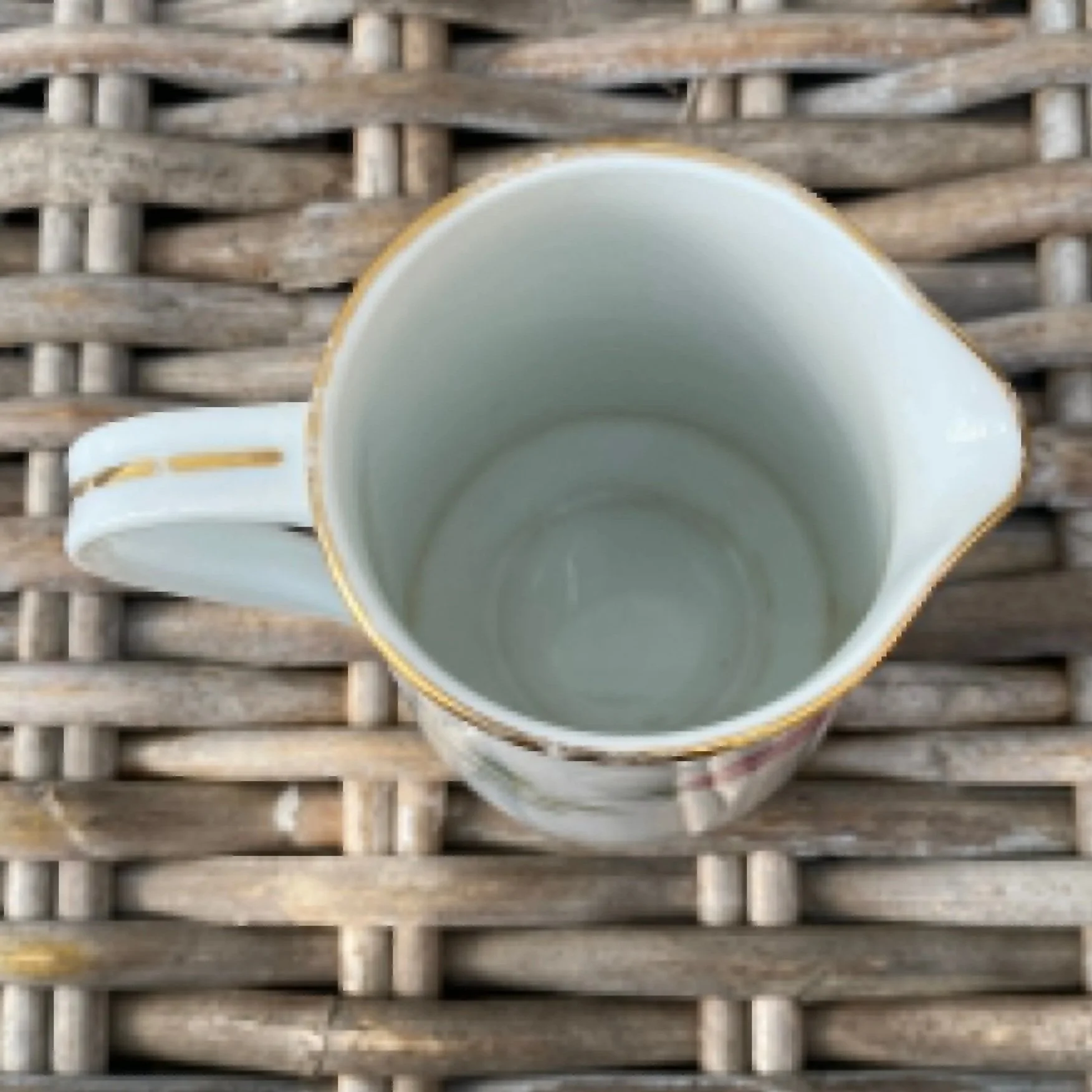 Top-down view showing interior and gold rim