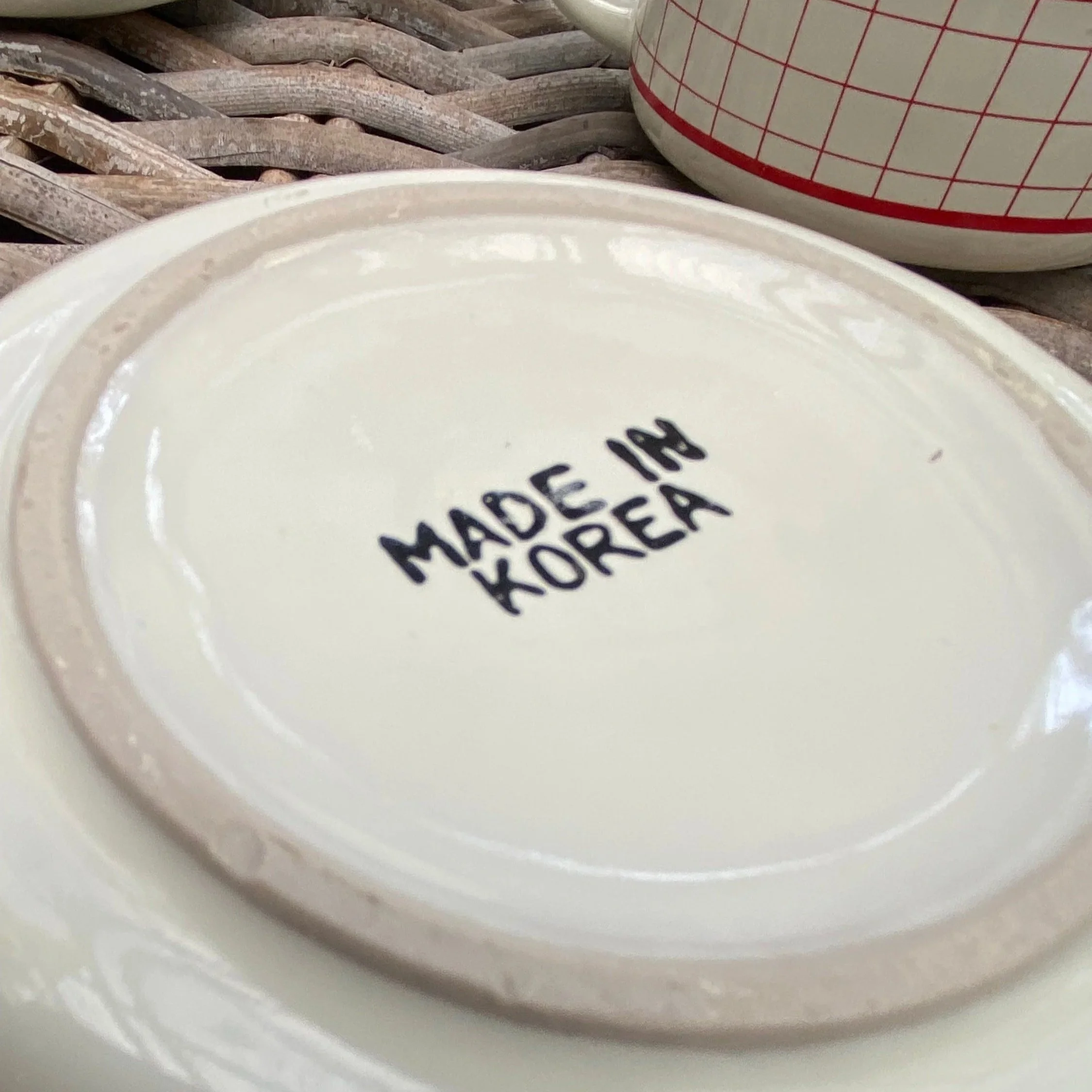 Base of ceramic soup mug showing “Made in Korea” stamp