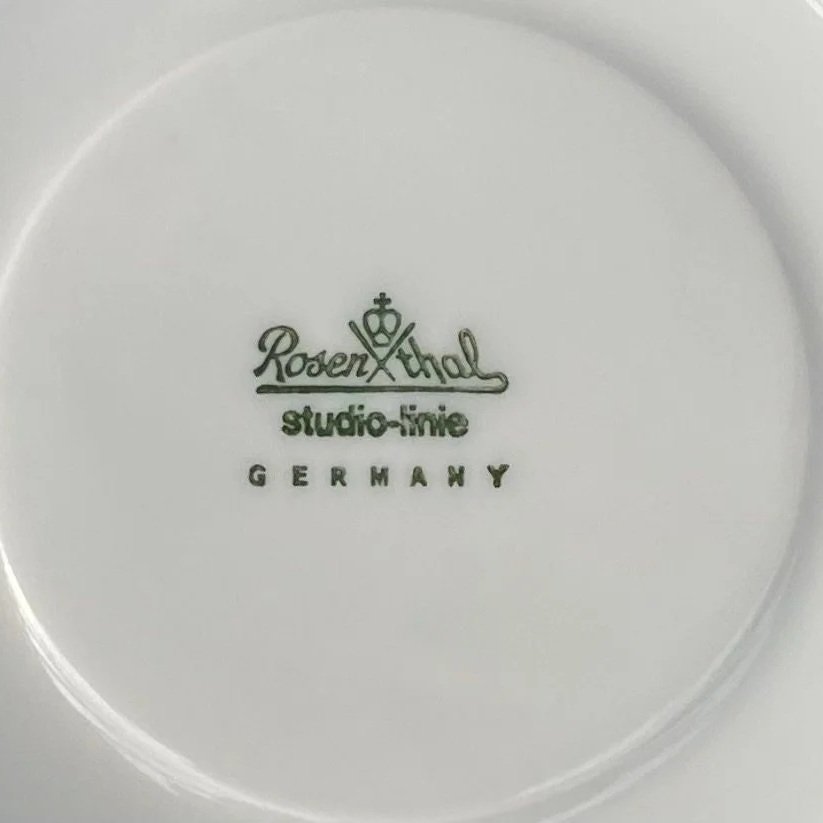 Close-up of backstamp “Rosenthal Studio-Linie Germany” in green