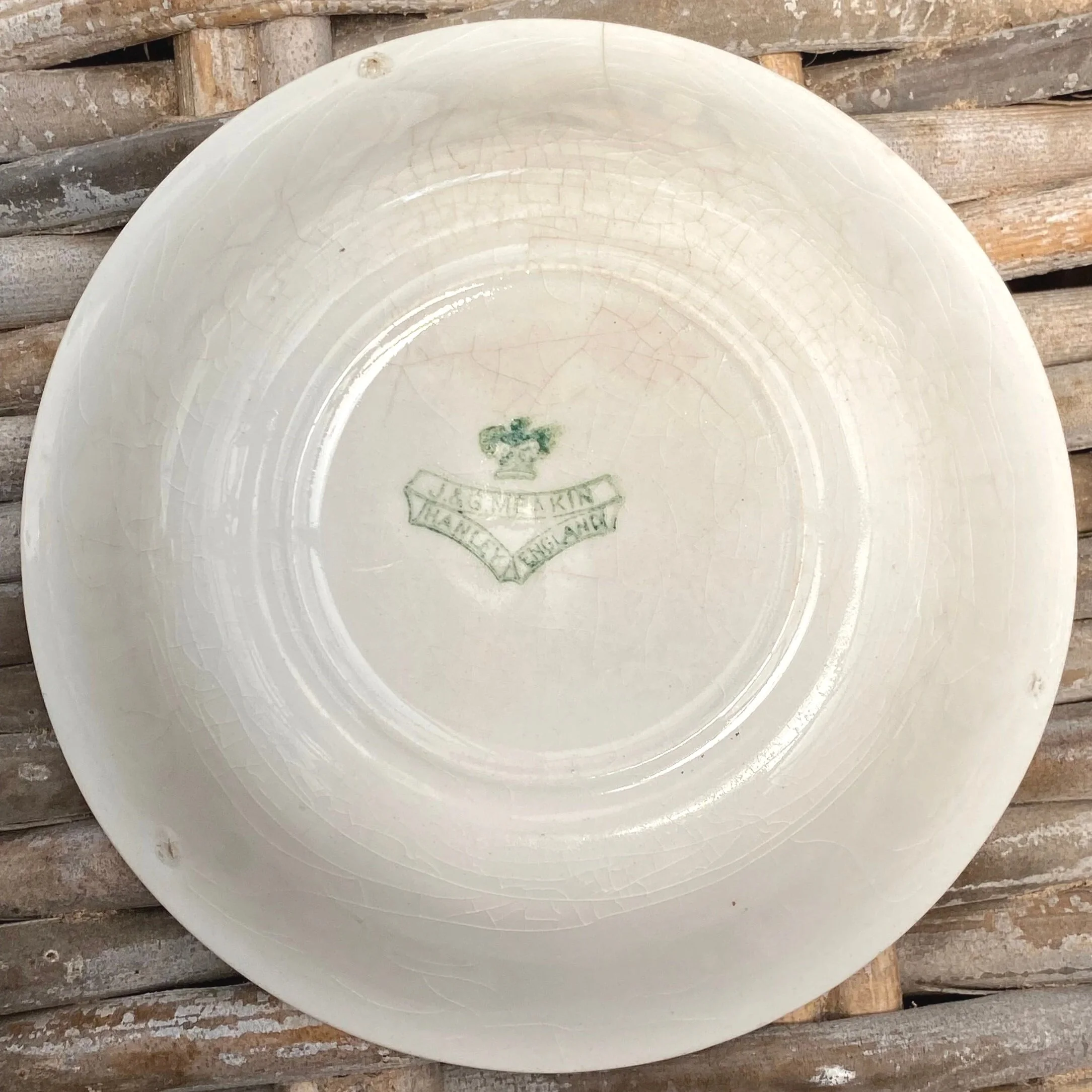 Base of antique bowl showing J&G Meakin Hanley England backstamp