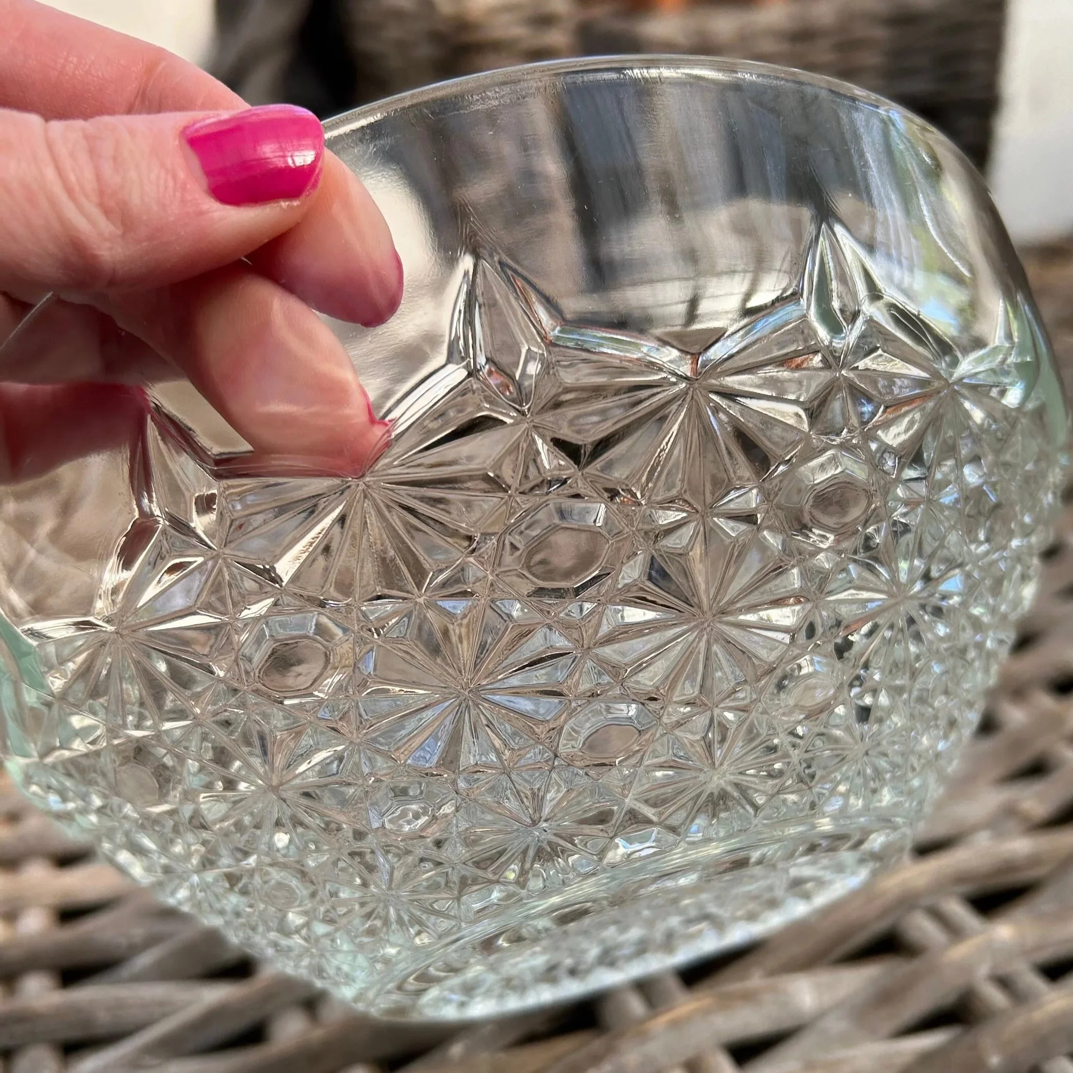 Side view highlighting depth and clarity of glass