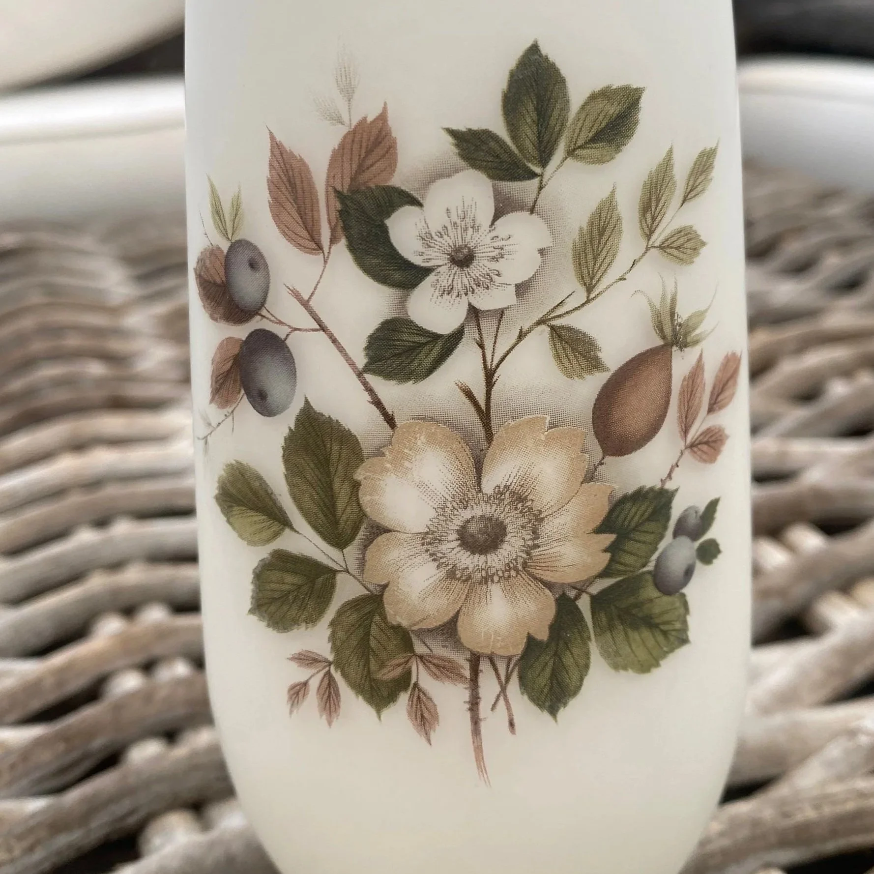 Close-up of earth tone floral design with intricate shading