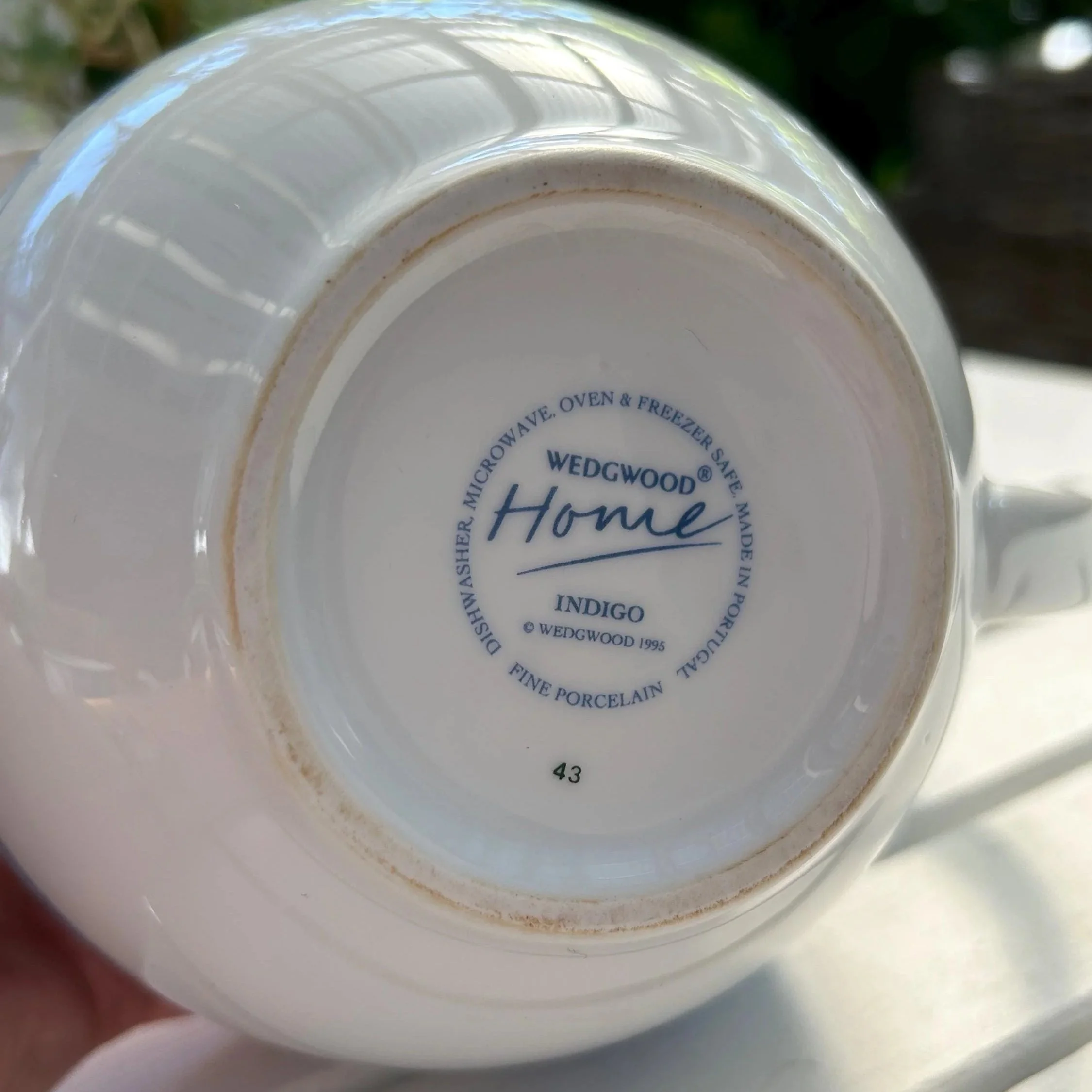Base mark on the Wedgwood Home Indigo teapot showing the Portugal backstamp