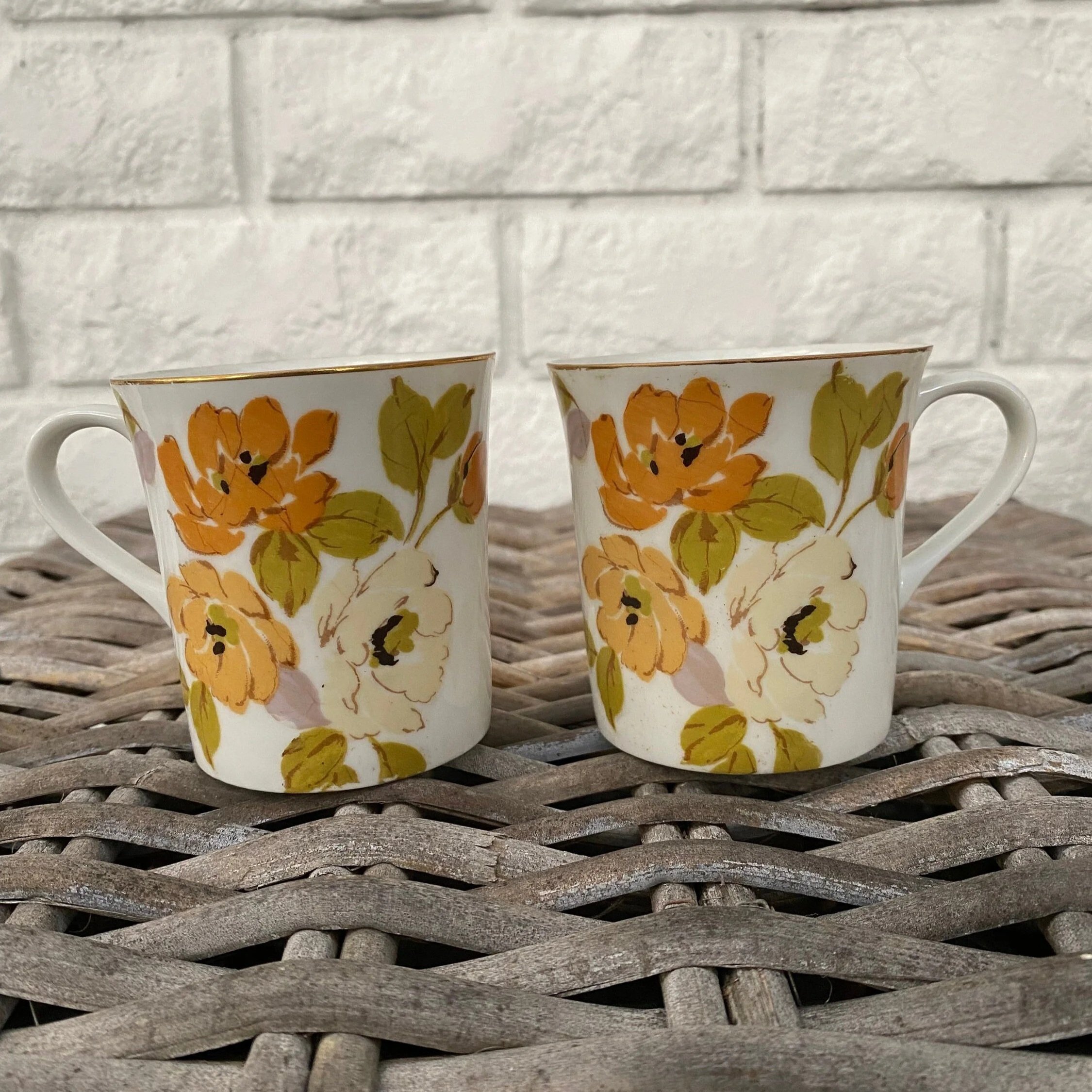 Front view of both RC Royalty Series cups with floral pattern