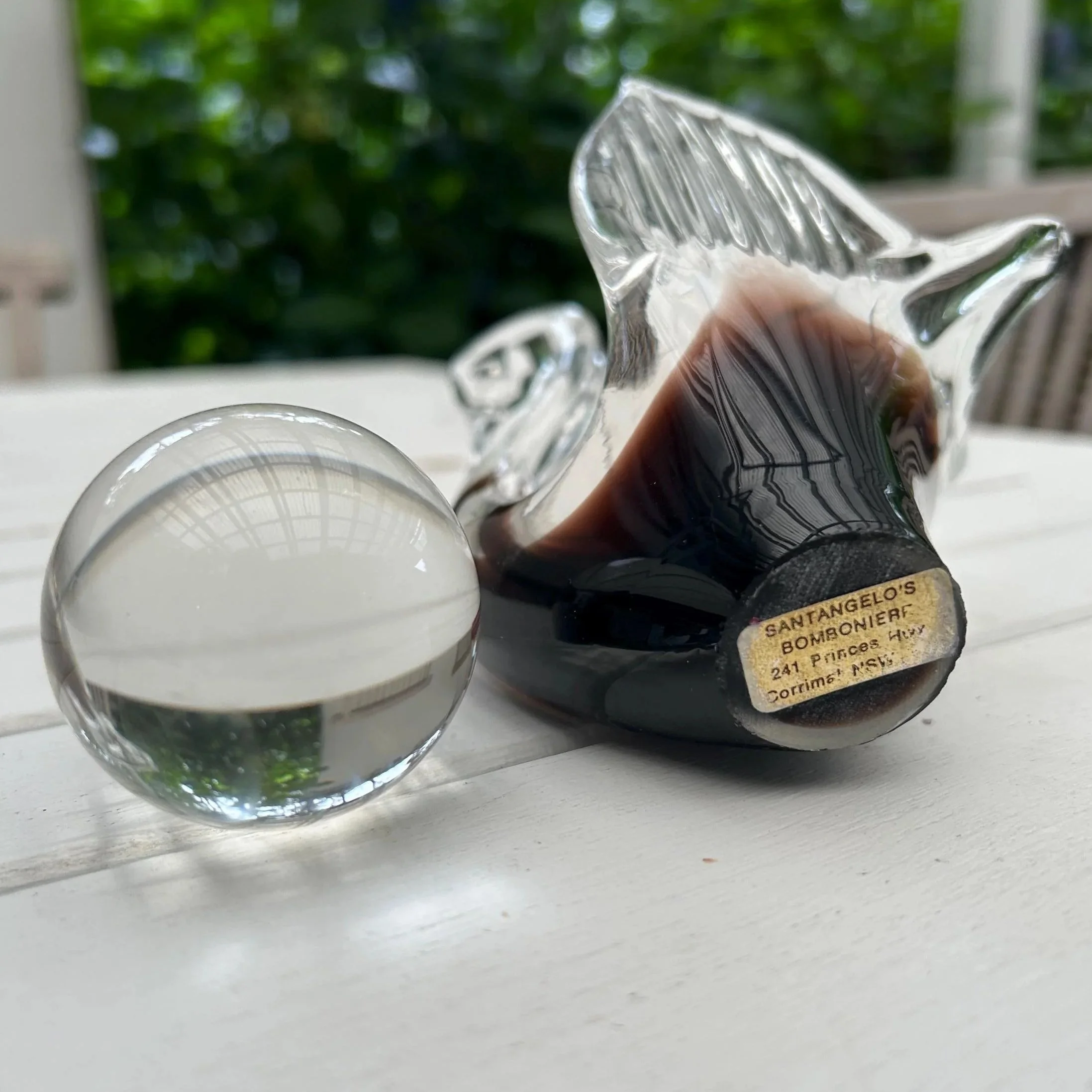 Underside of sculpture showing original Santangelo's label