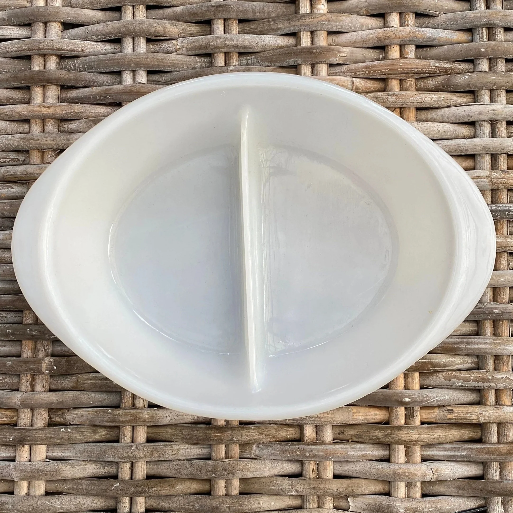 Overhead view of the dish showing internal divider