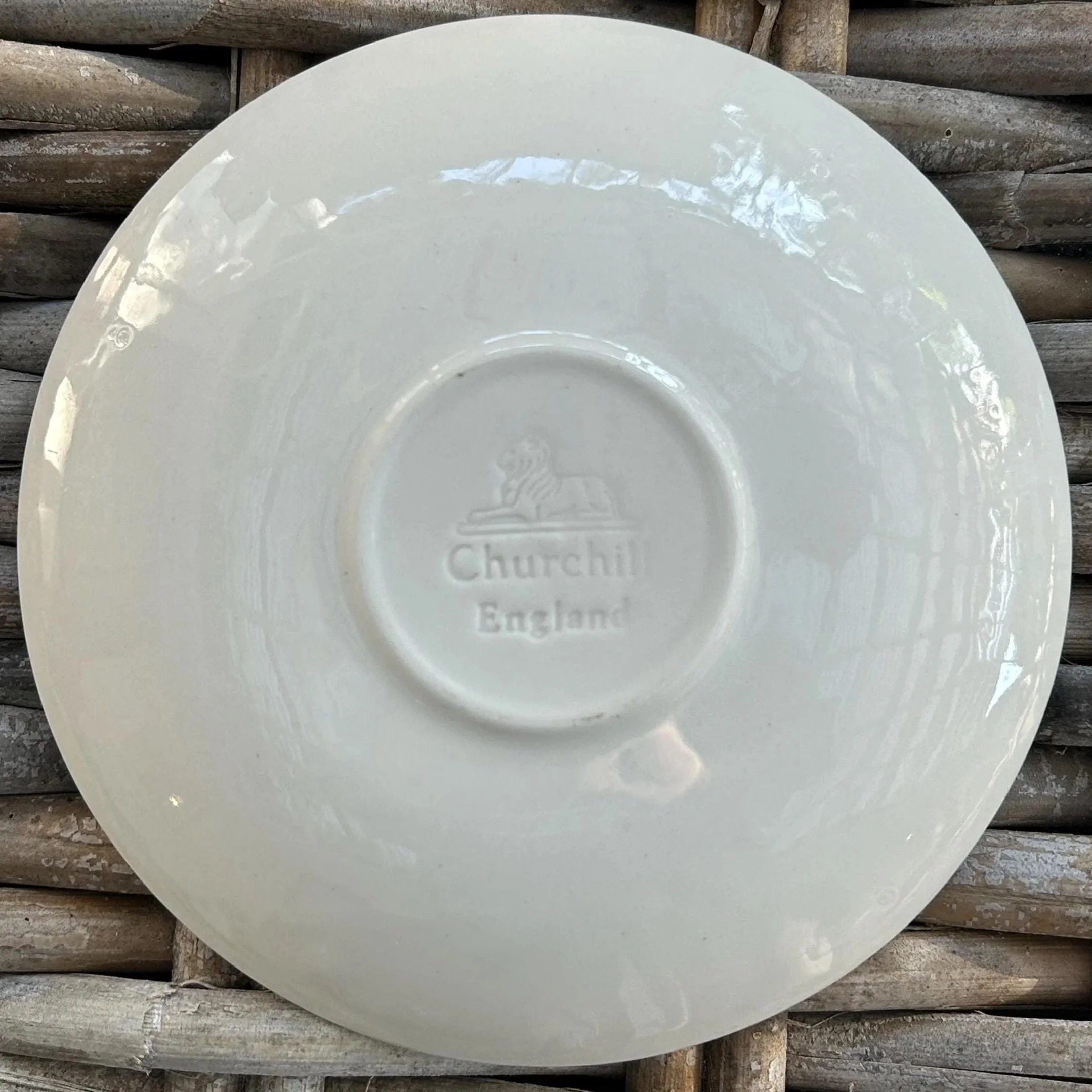 Churchill saucer base with embossed “Churchill England” mark