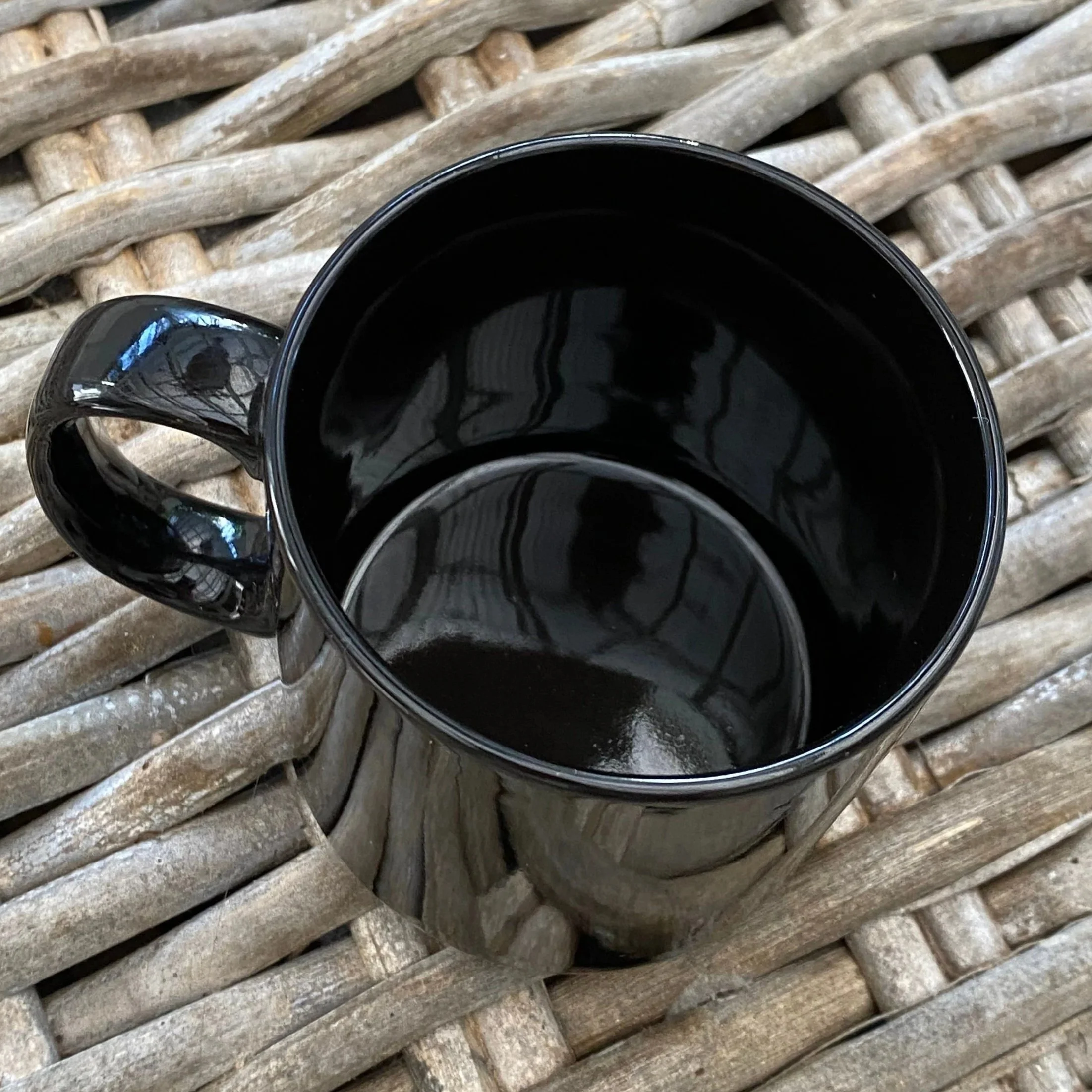 Overhead view of mug showing clean interior