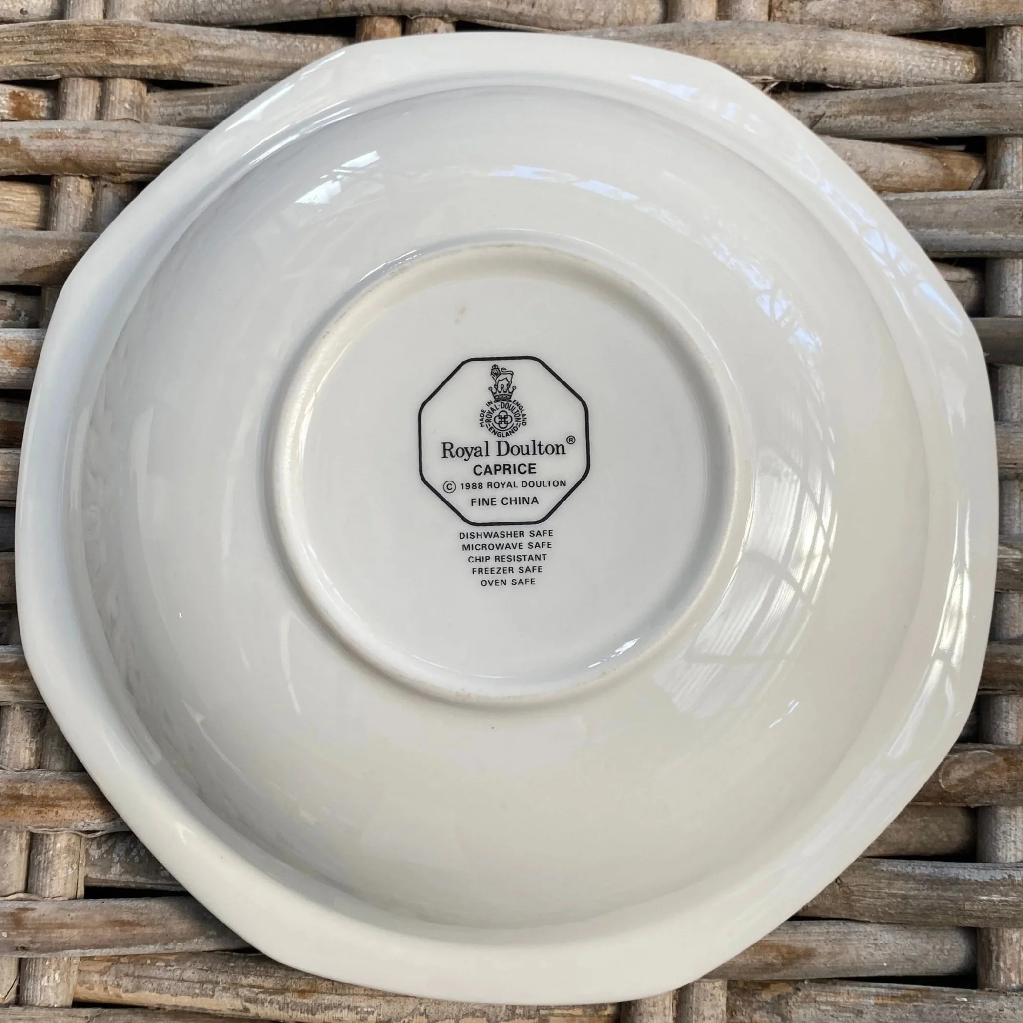 Underside of bowl with Royal Doulton Caprice backstamp