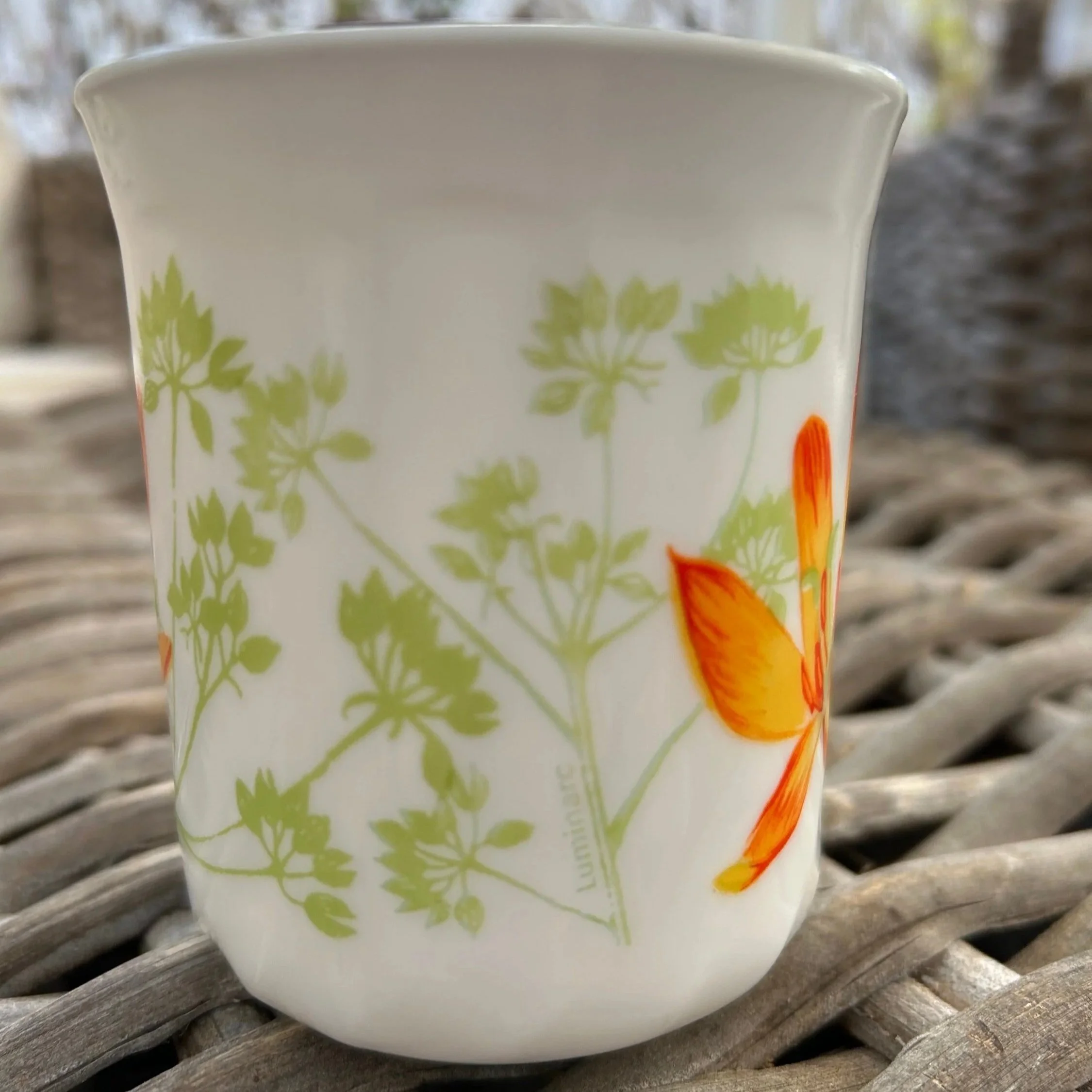 Reverse side view showing green leaf detailing