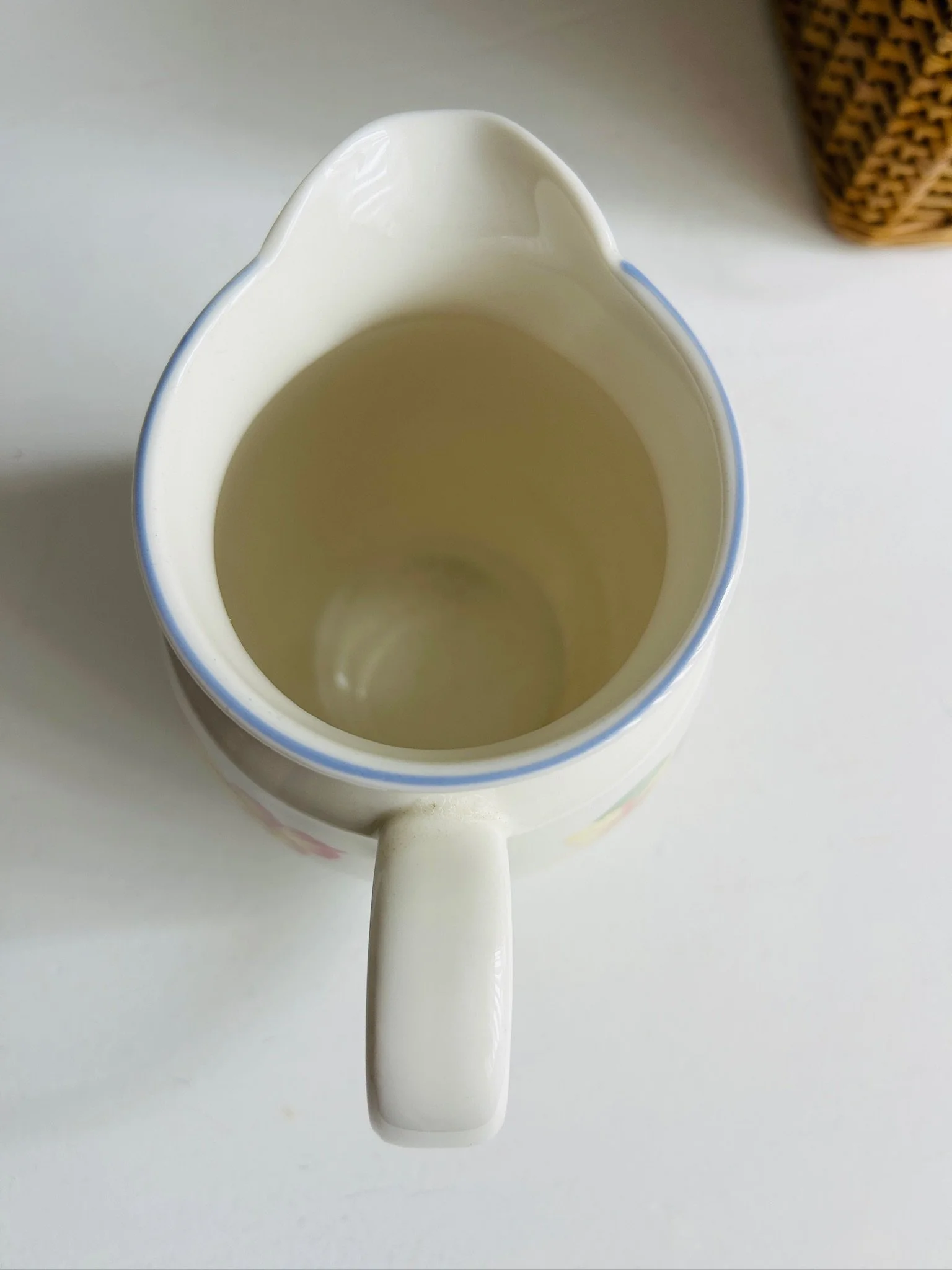 Top view into the jug showing the clean interior and pale blue rim line