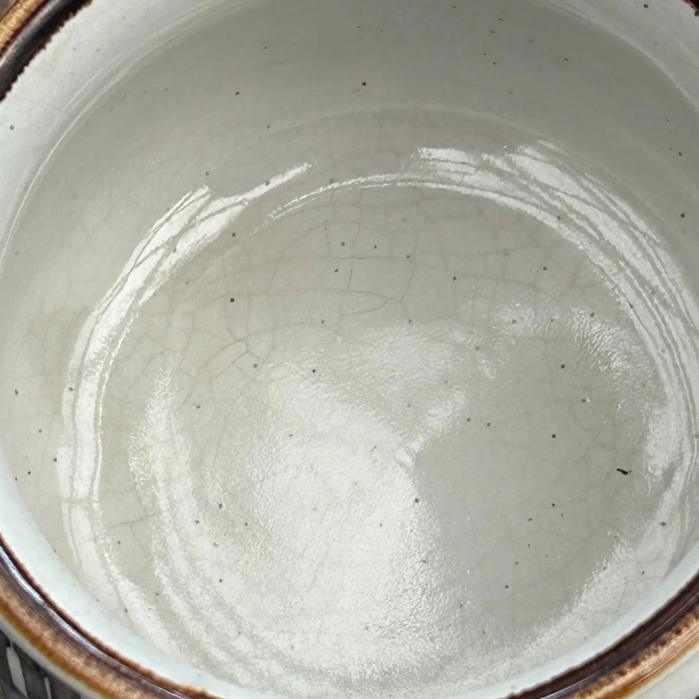 Close-up of interior showing visible crazing in “Chicken Soup” mug