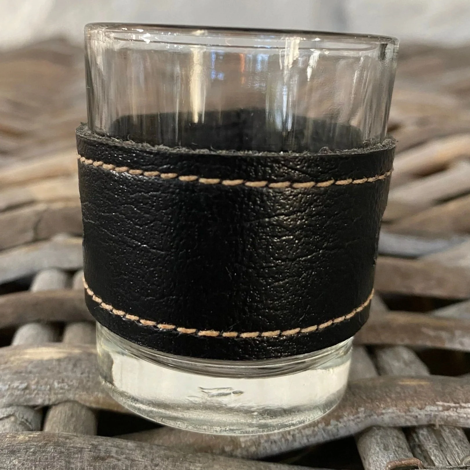 Black leather band with vintage patina and clean lines