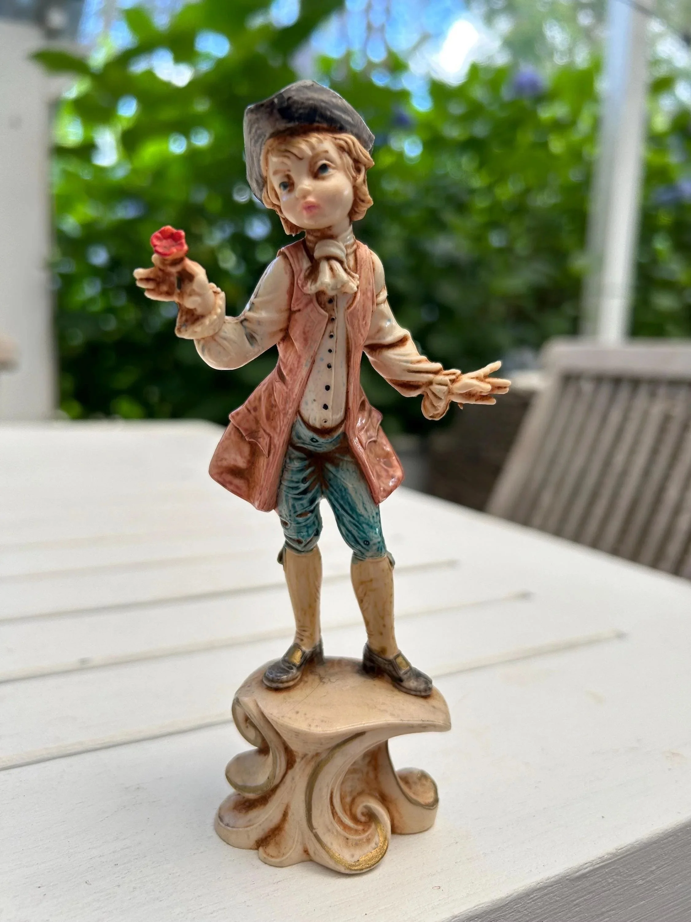 Fontanini Depose Italy figurine of boy holding flower, full view