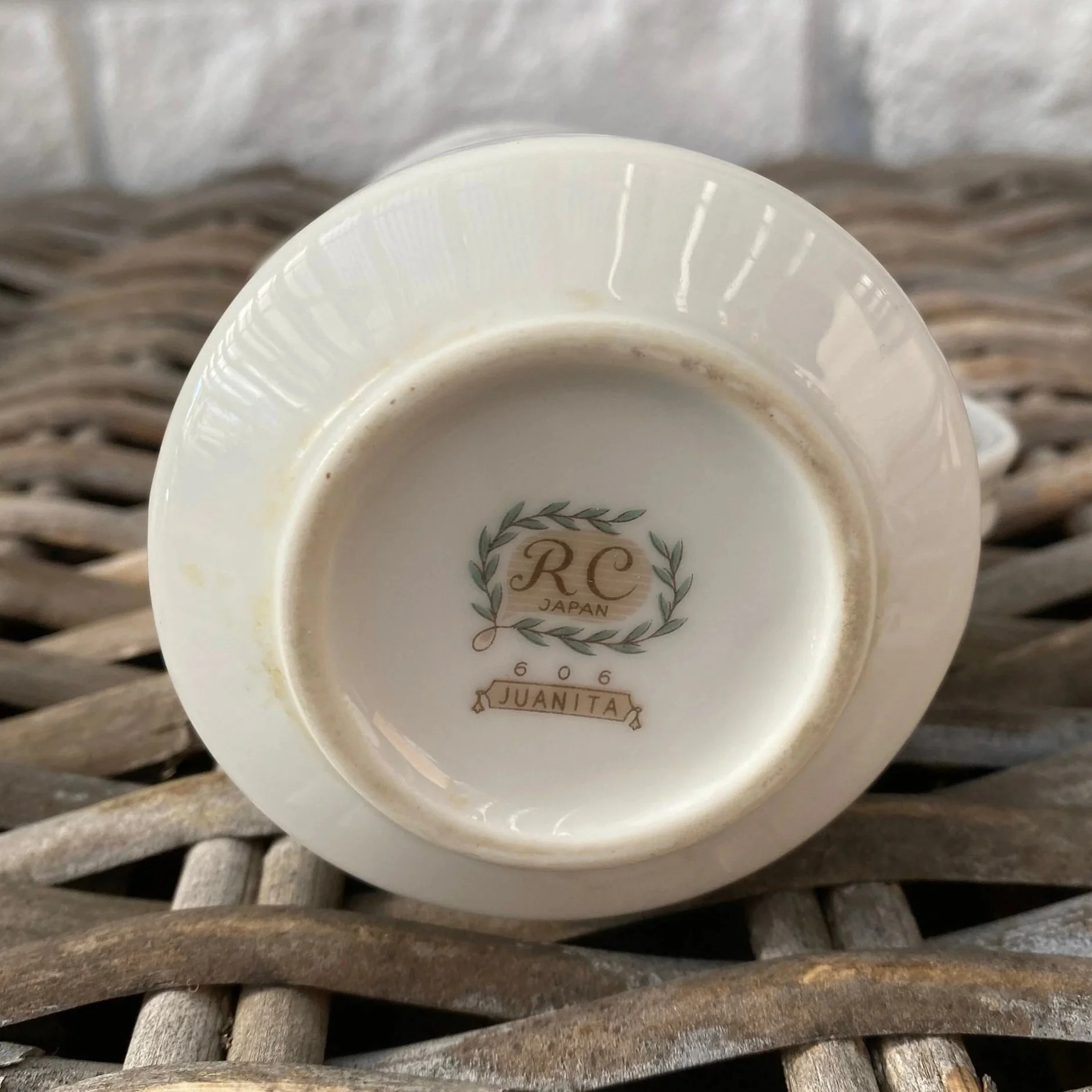 Underside showing Noritake backstamp with “Juanita 606”