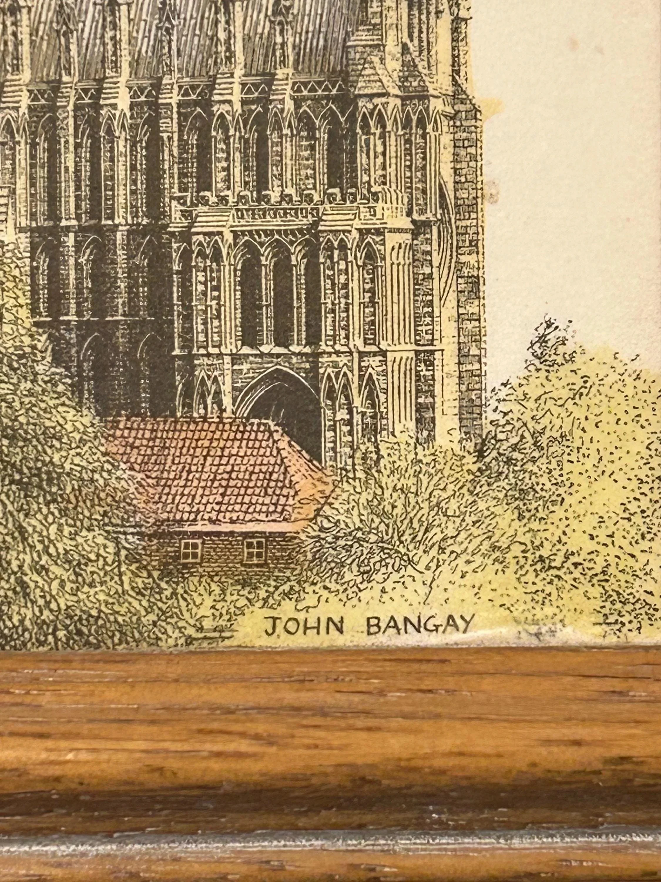 Artist signature “John Bangay” on lower right of print