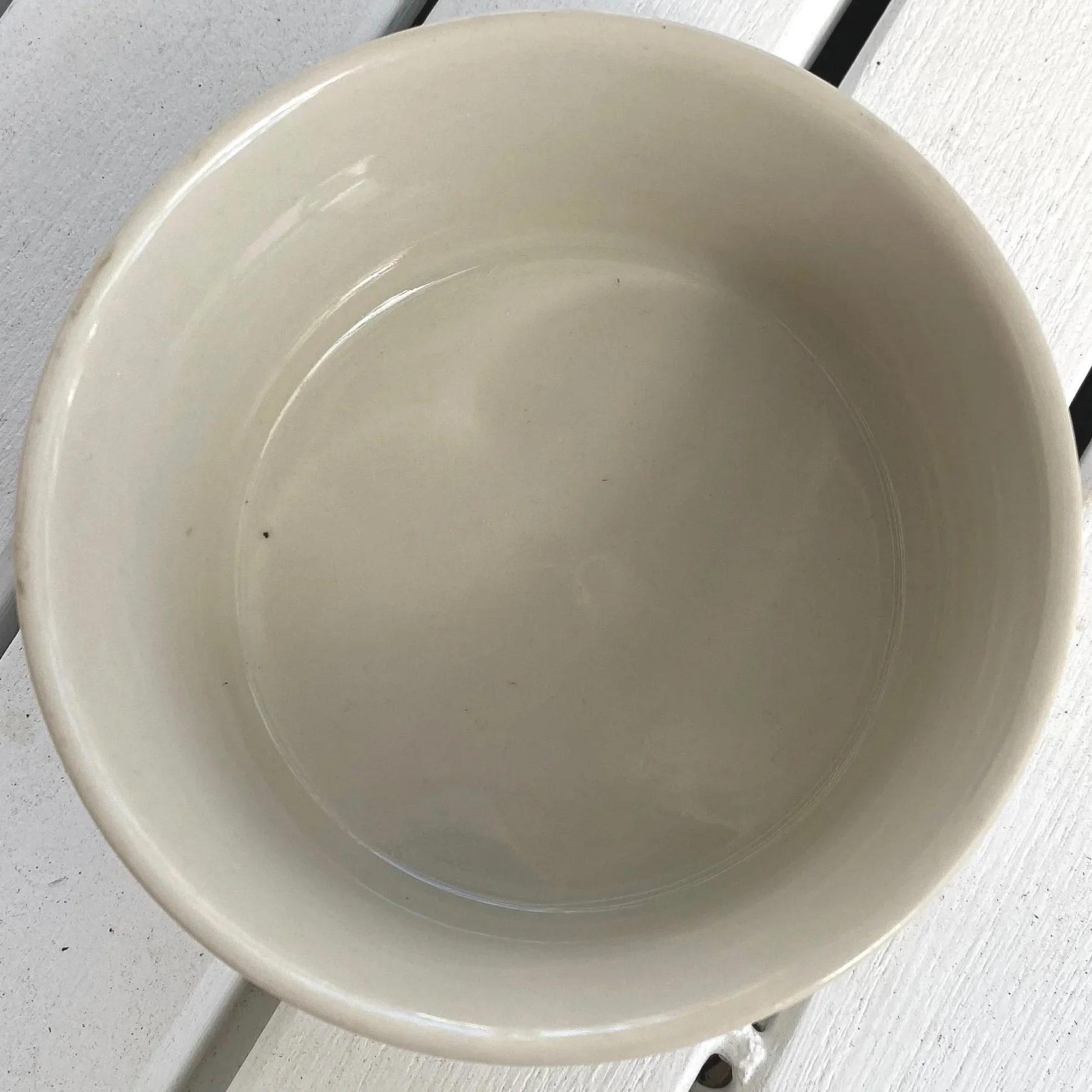 Top-down view of clean ramekin interior