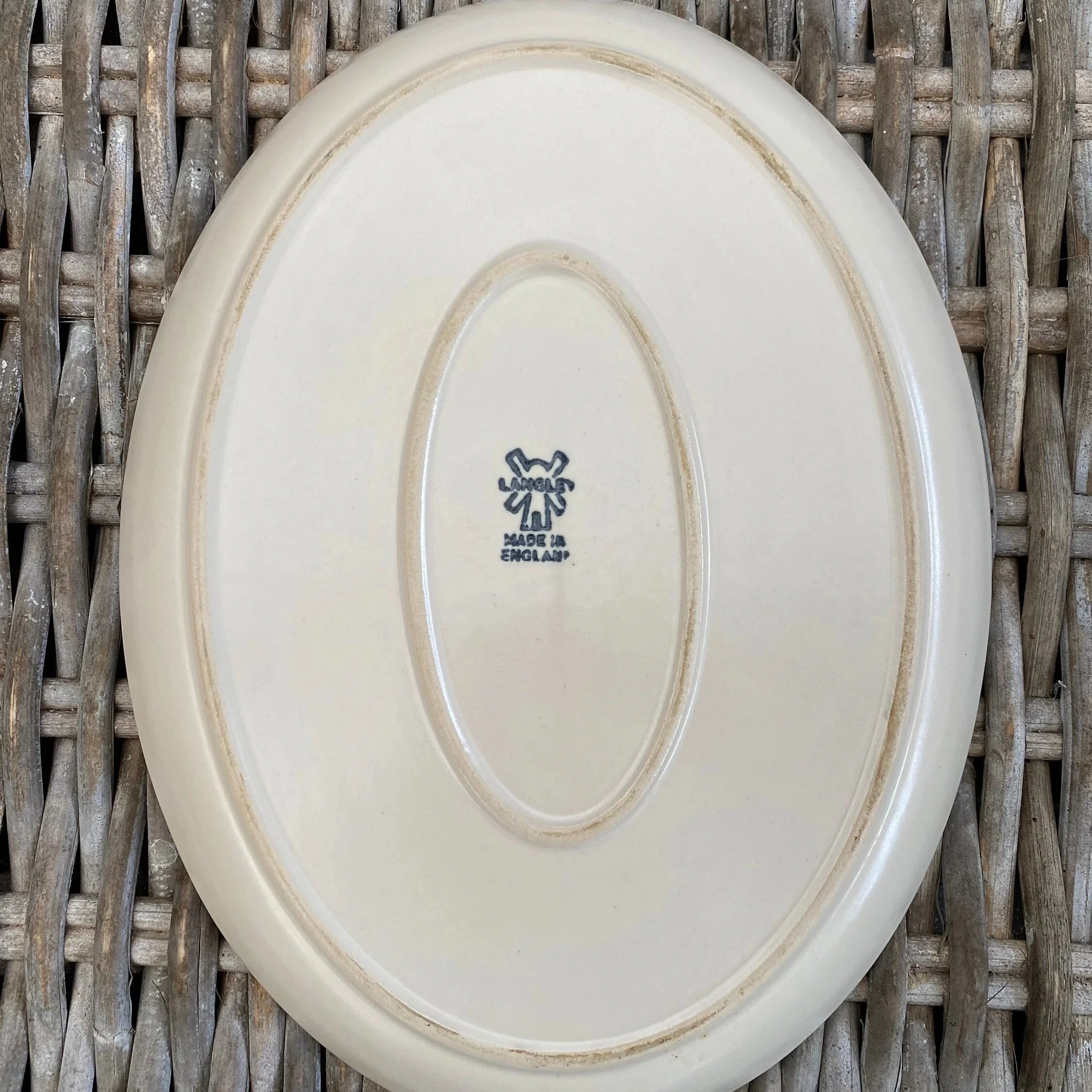 Underside of the platter with clear Langley England backstamp