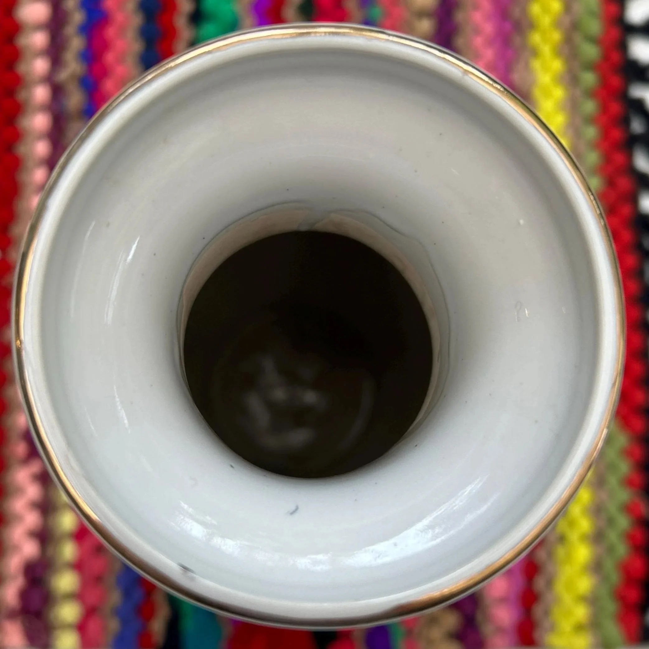 Top view into vase showing clean interior