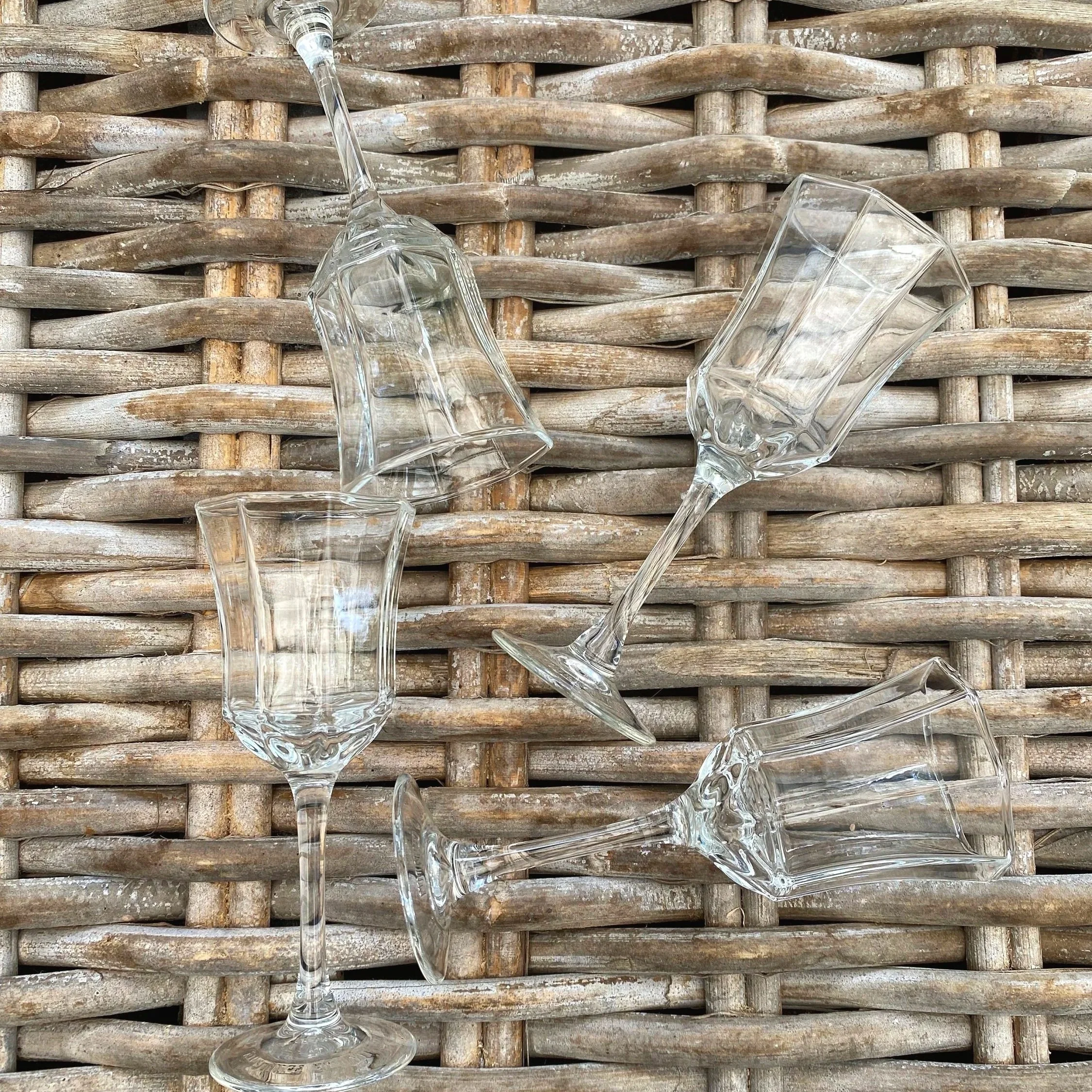 Glasses laid down on surface – octagonal shape and clarity visible