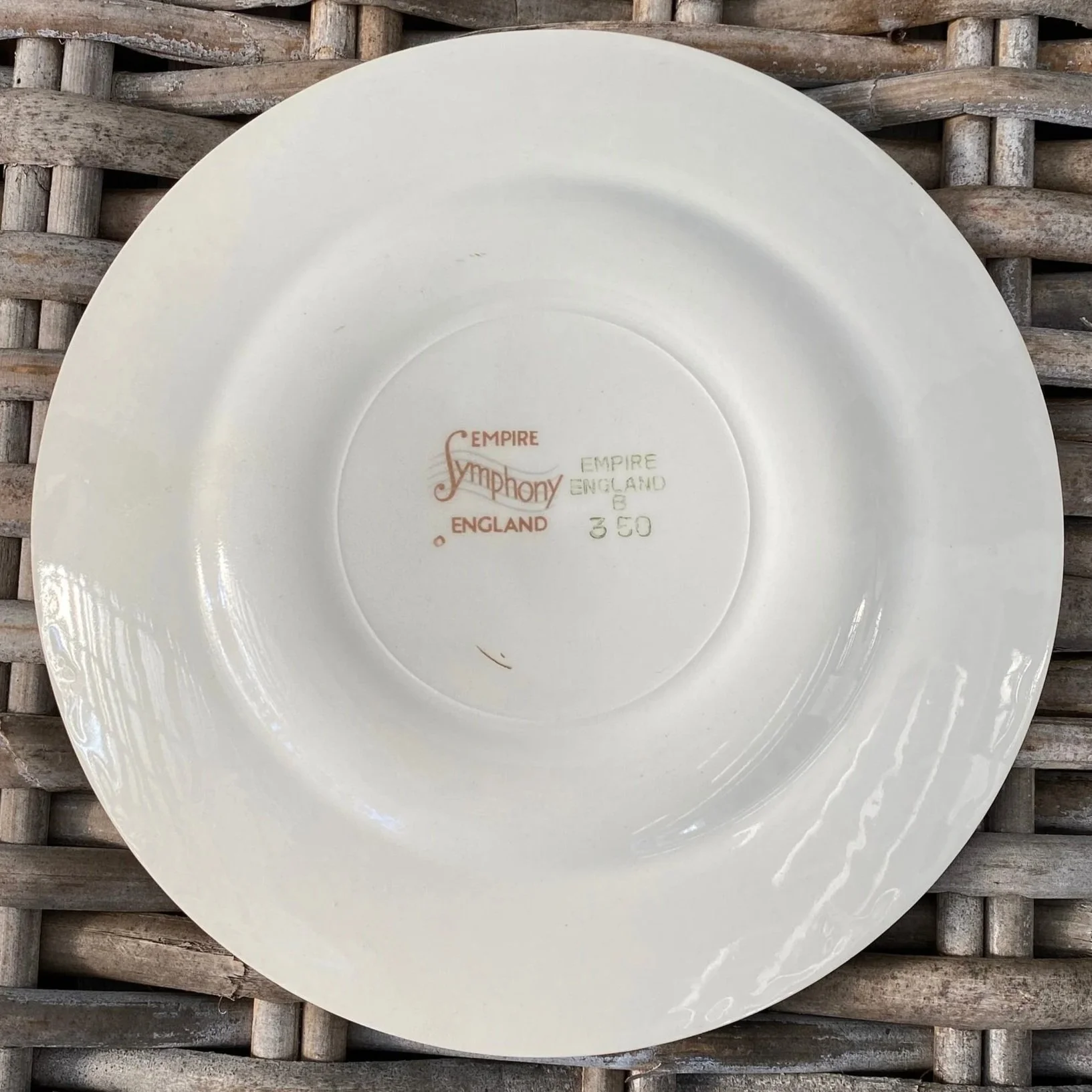 Back of plate stamped 350 with mild surface wear