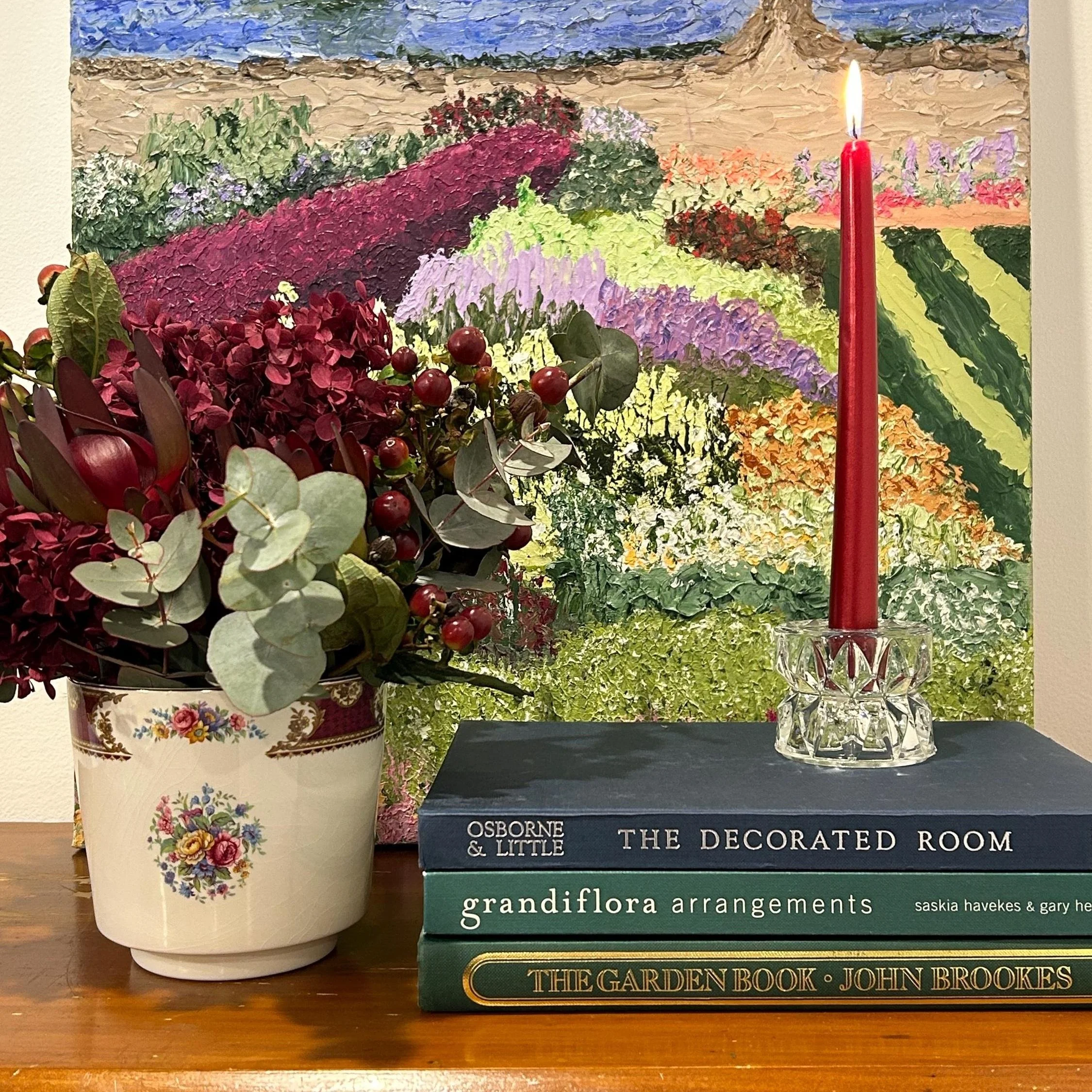 Bohemia candle holder from 1960s Czechoslovakia. Dual taper/tealight design, lead crystal with Mid Century styling. Small chip.