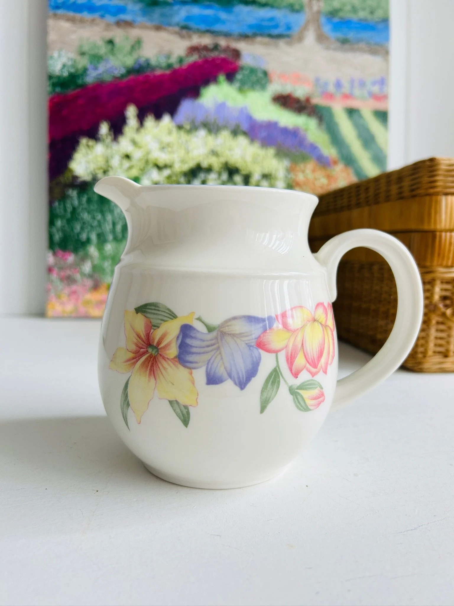 Back view of the jug showing the handle and reverse shape