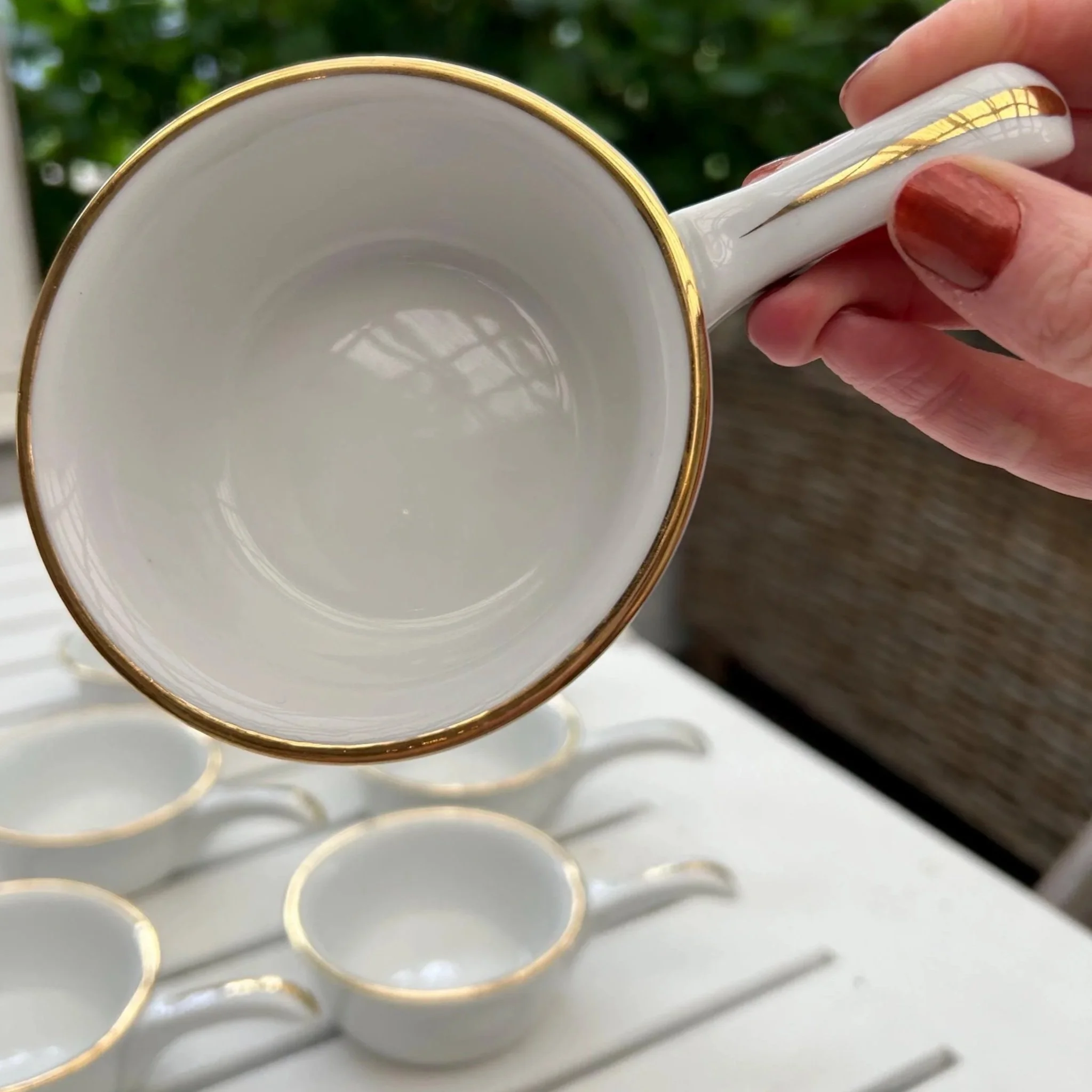 Inside view showing depth and rim detail while held by hand