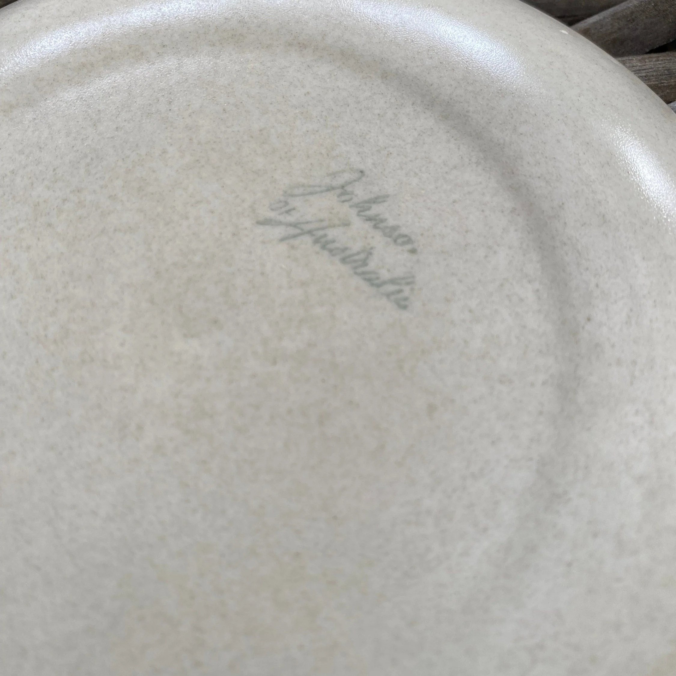 Base of plate stamped “Johnson Australia” in faded blue