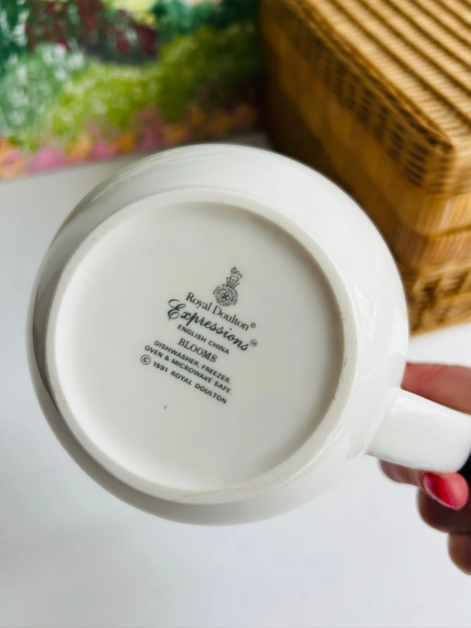 Base of the creamer jug showing the Royal Doulton Expressions Blooms backstamp