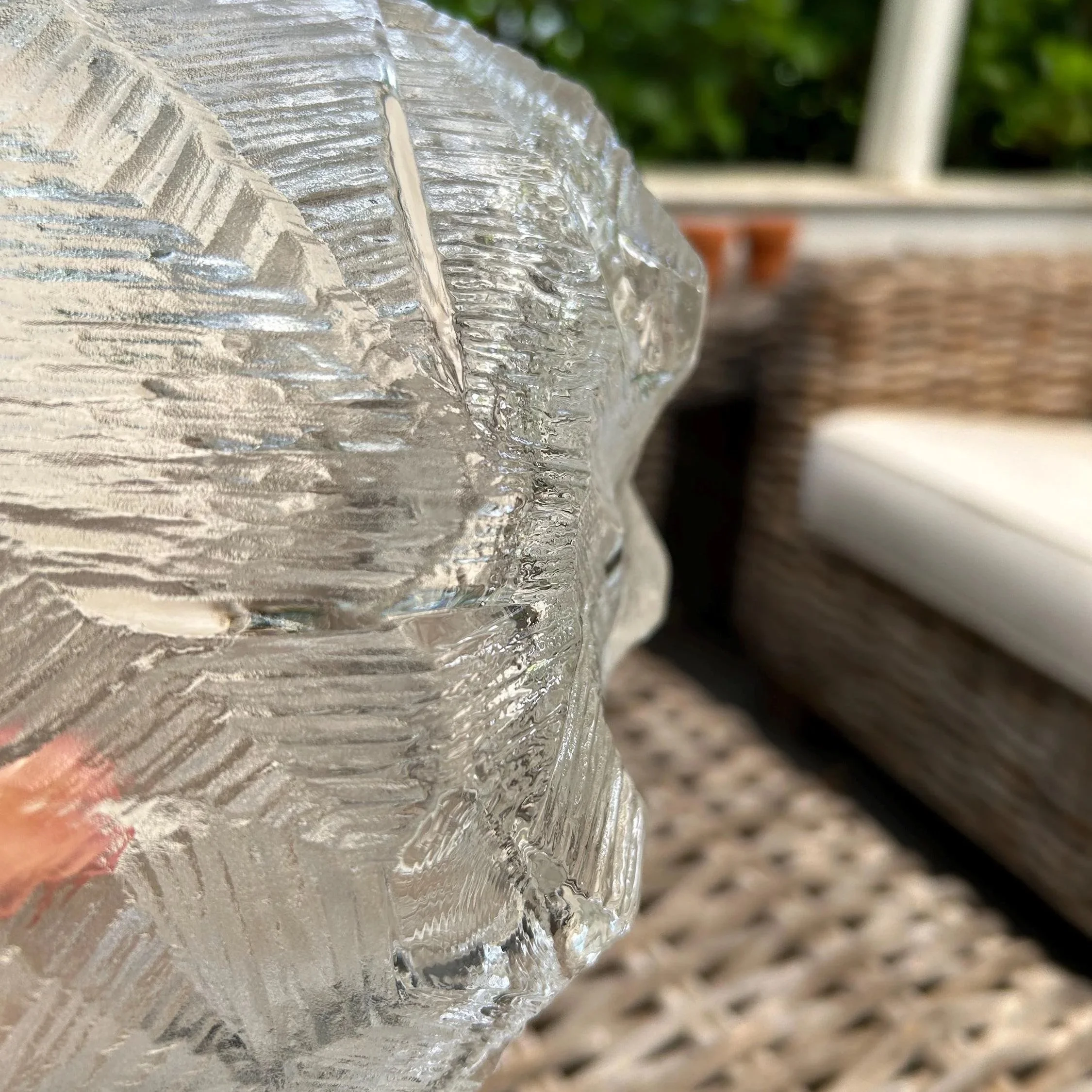 Angled close-up showing bowl thickness and clarity