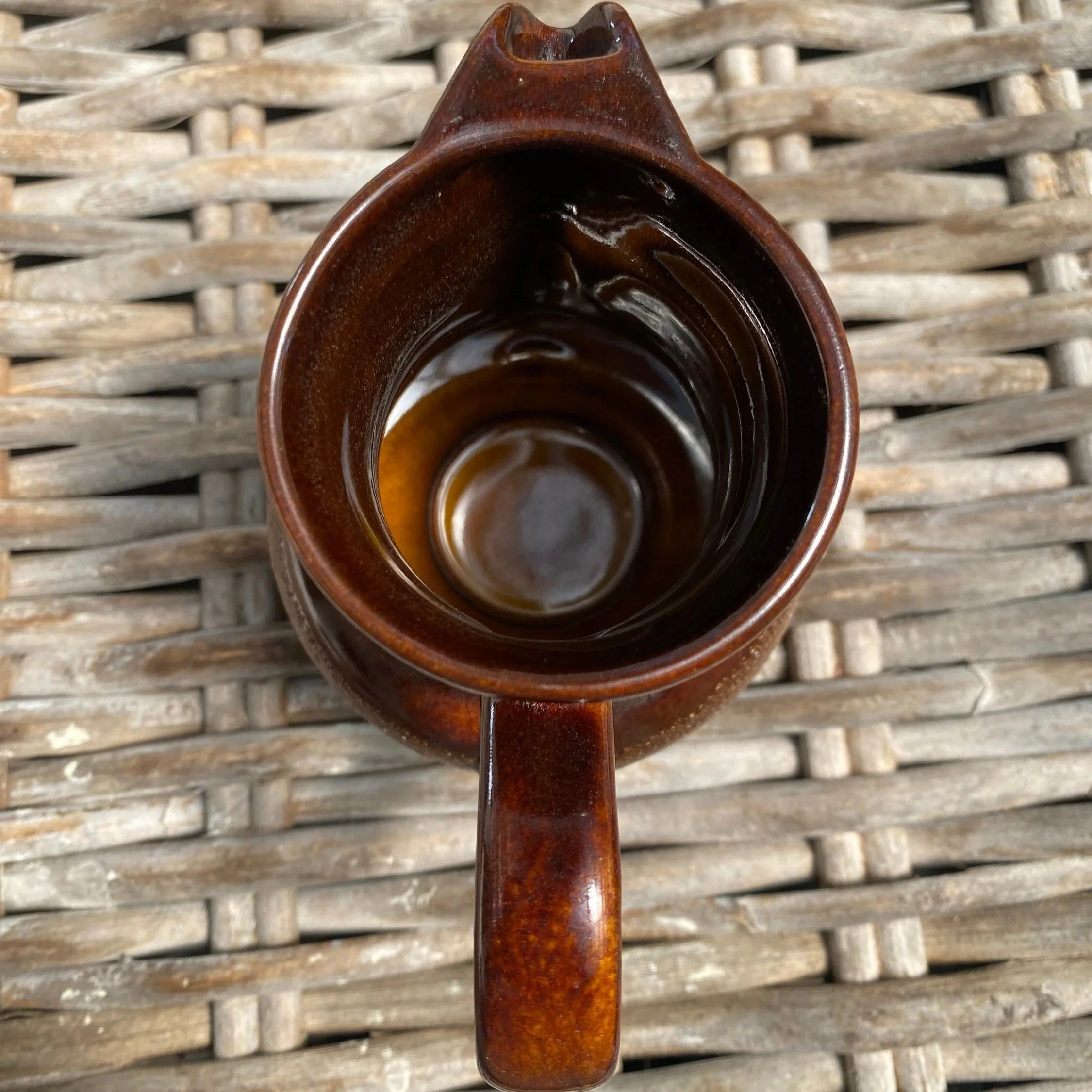 Top-down view showing inner glaze and pouring spout