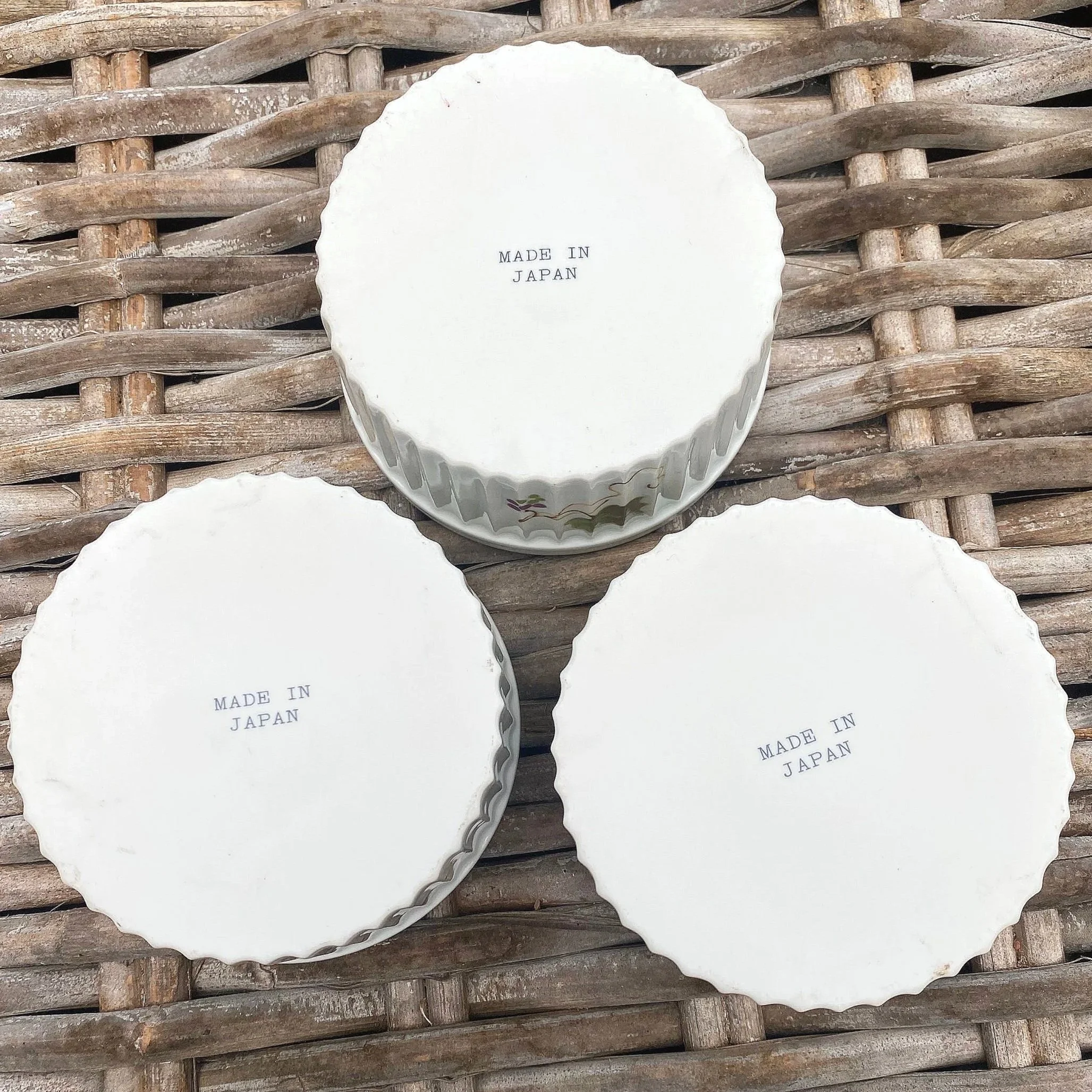 Base of ramekins showing “Made in Japan” maker’s mark