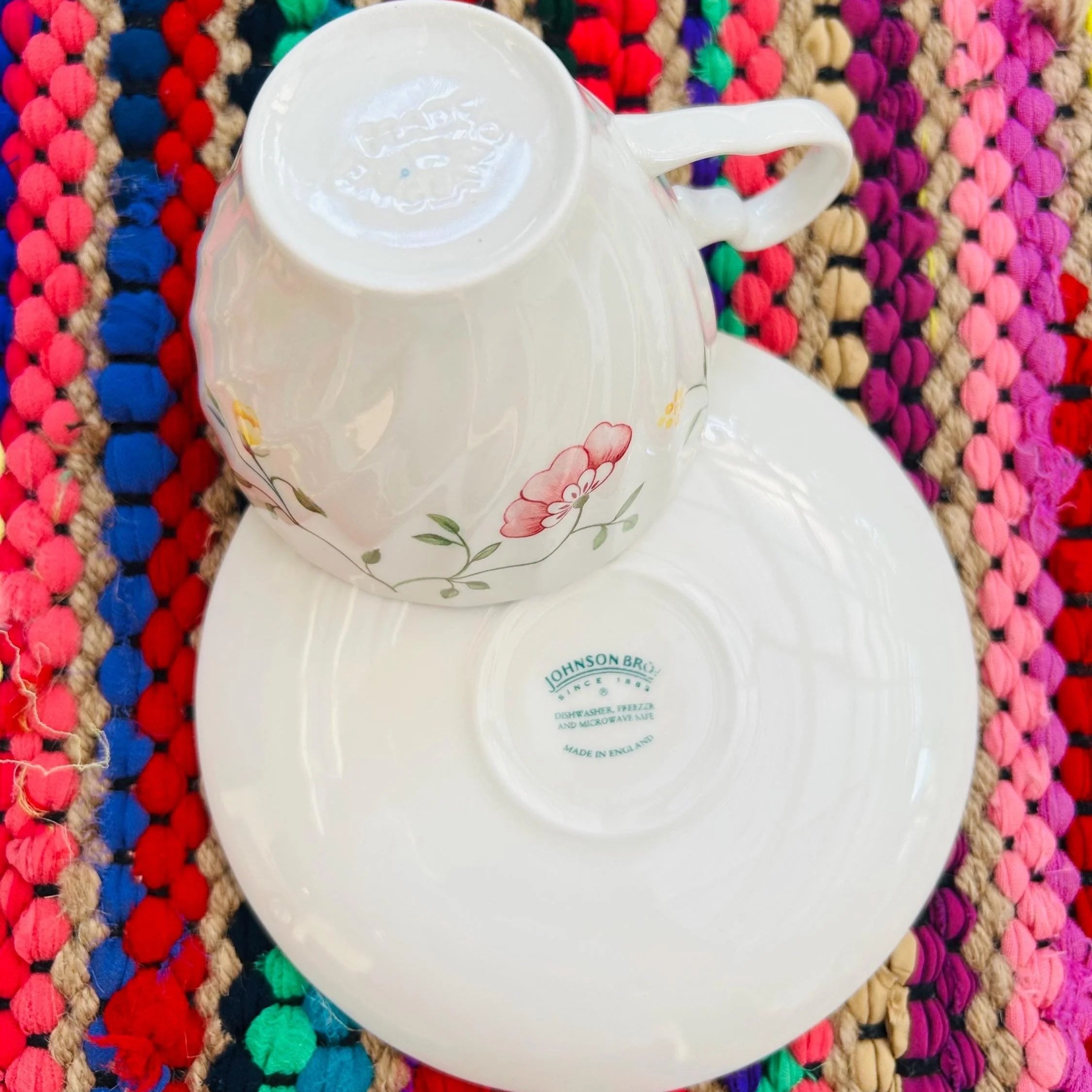 Underside view showing “England 1883” Johnson Bros backstamp