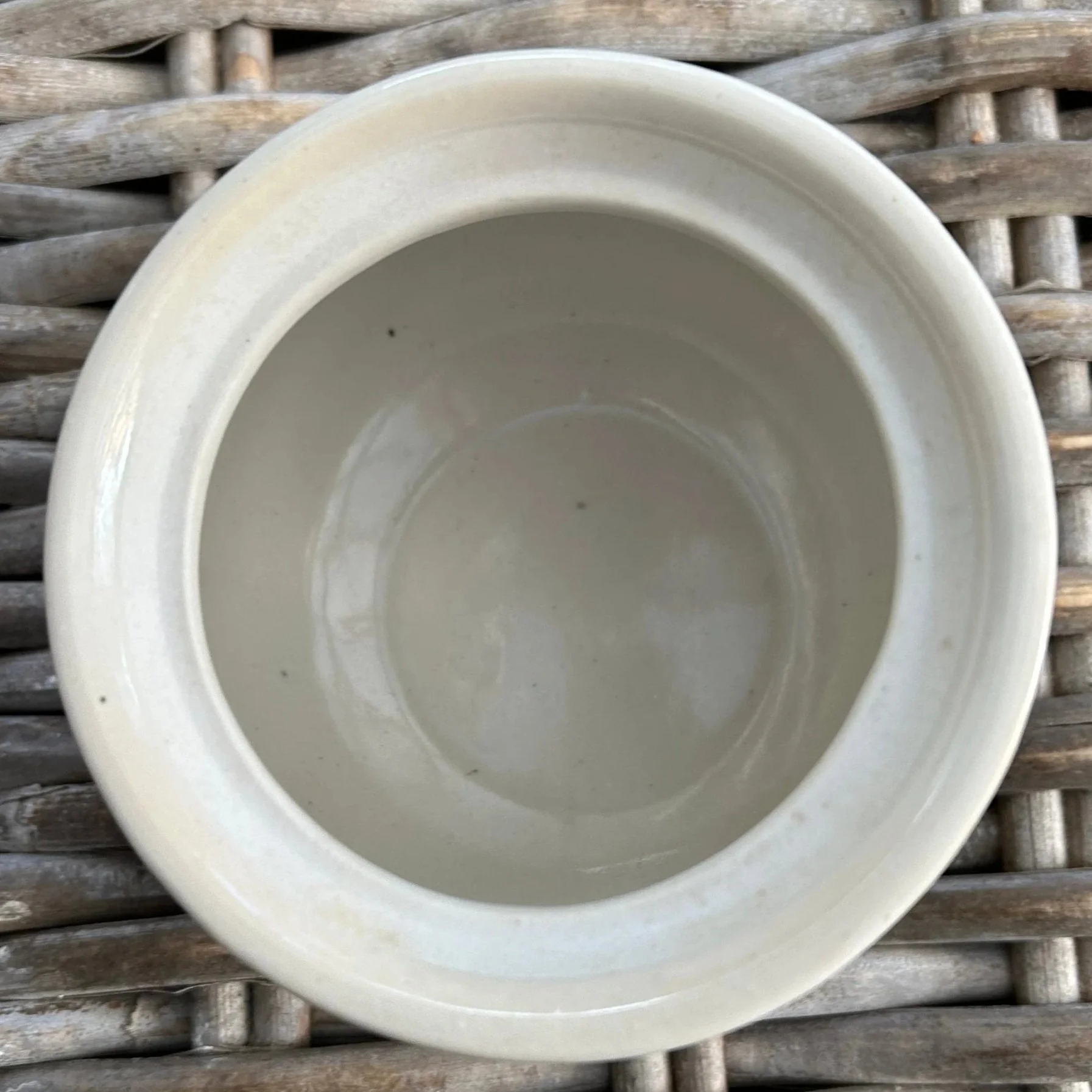 Top view showing open interior with glossy cream glaze