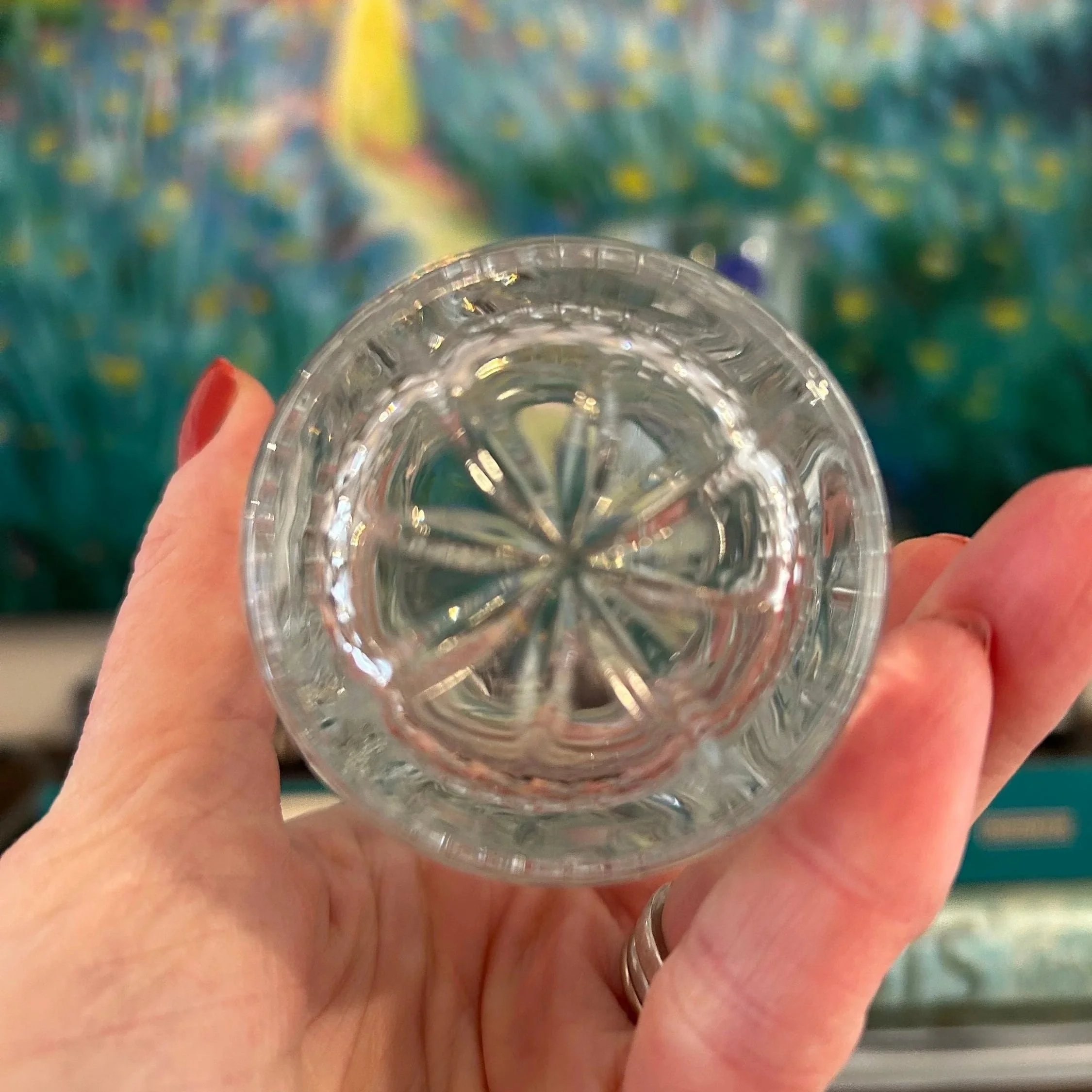 Base of one tumbler showing star-cut crystal detail