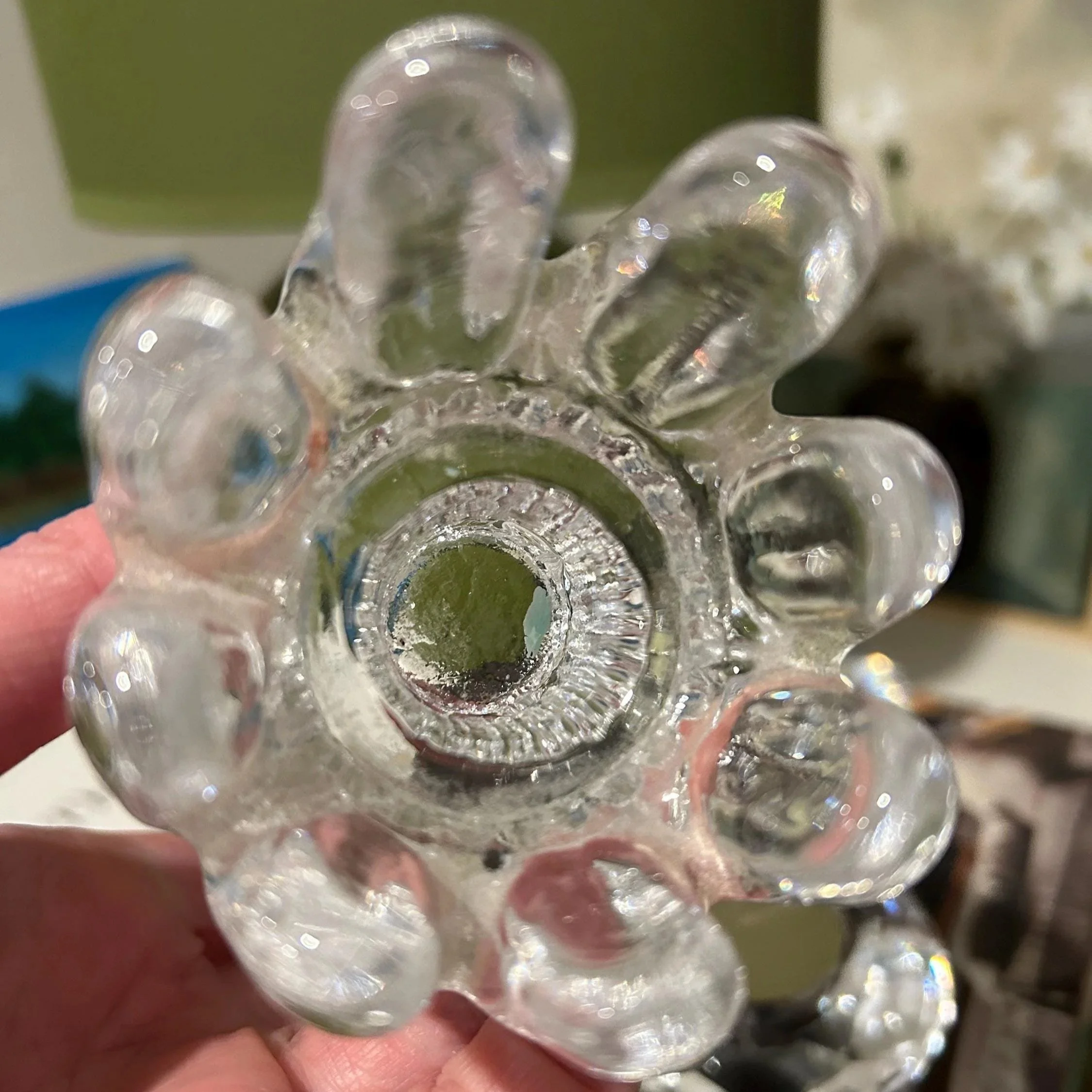 Top down view showing central opening and moulded texture