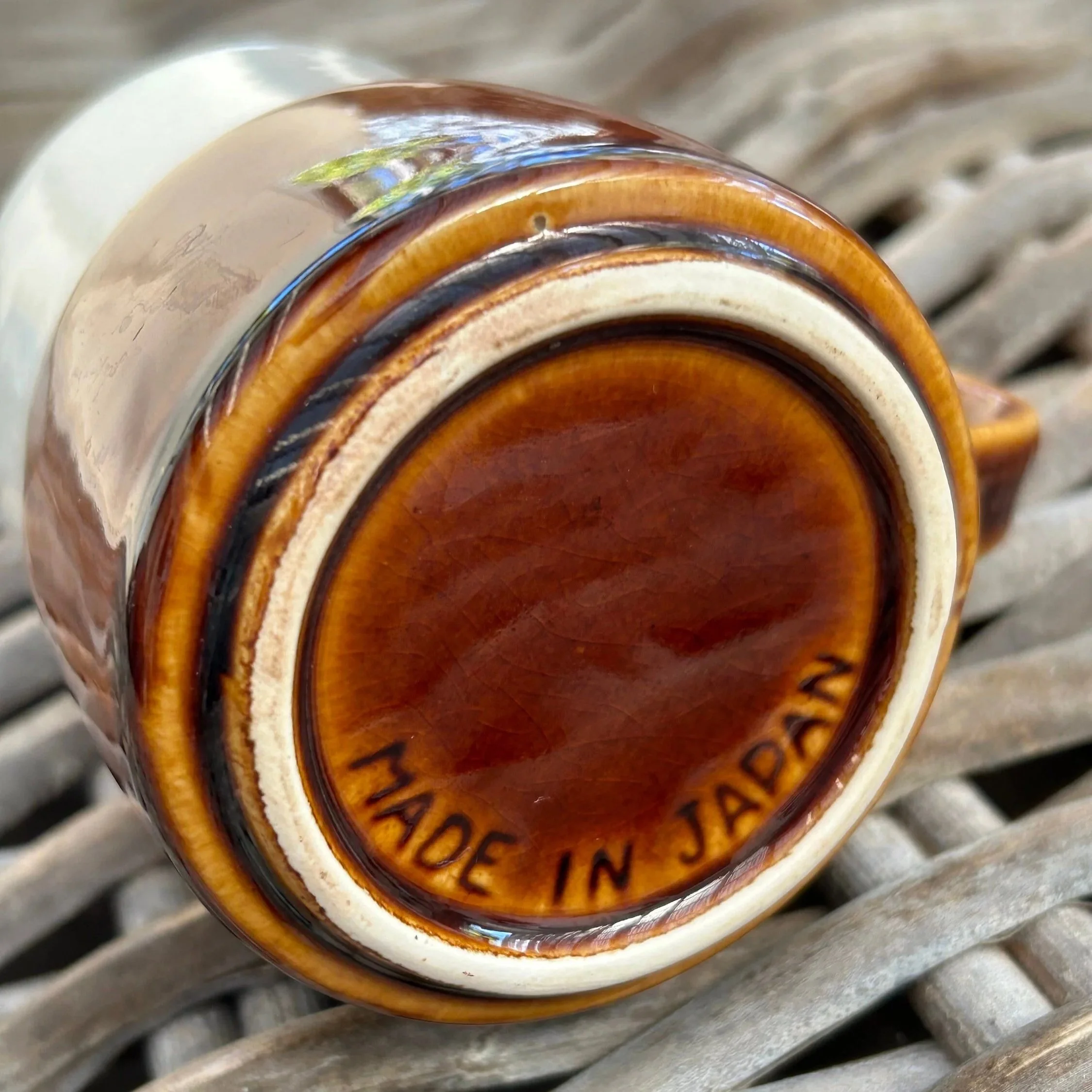 Base of the ceramic creamer showing the impressed Made in Japan mark
