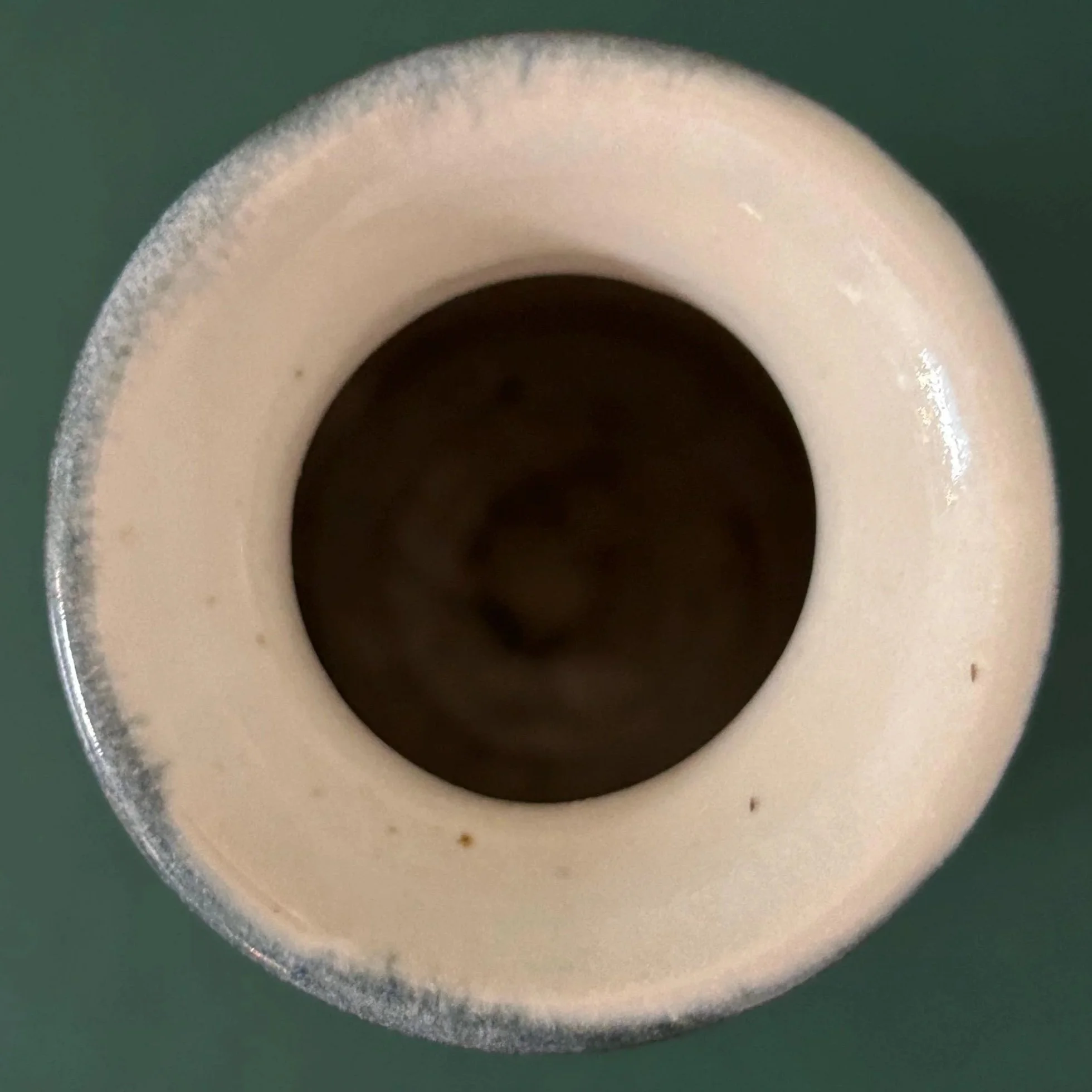 Top-down view of flared rim and clean interior