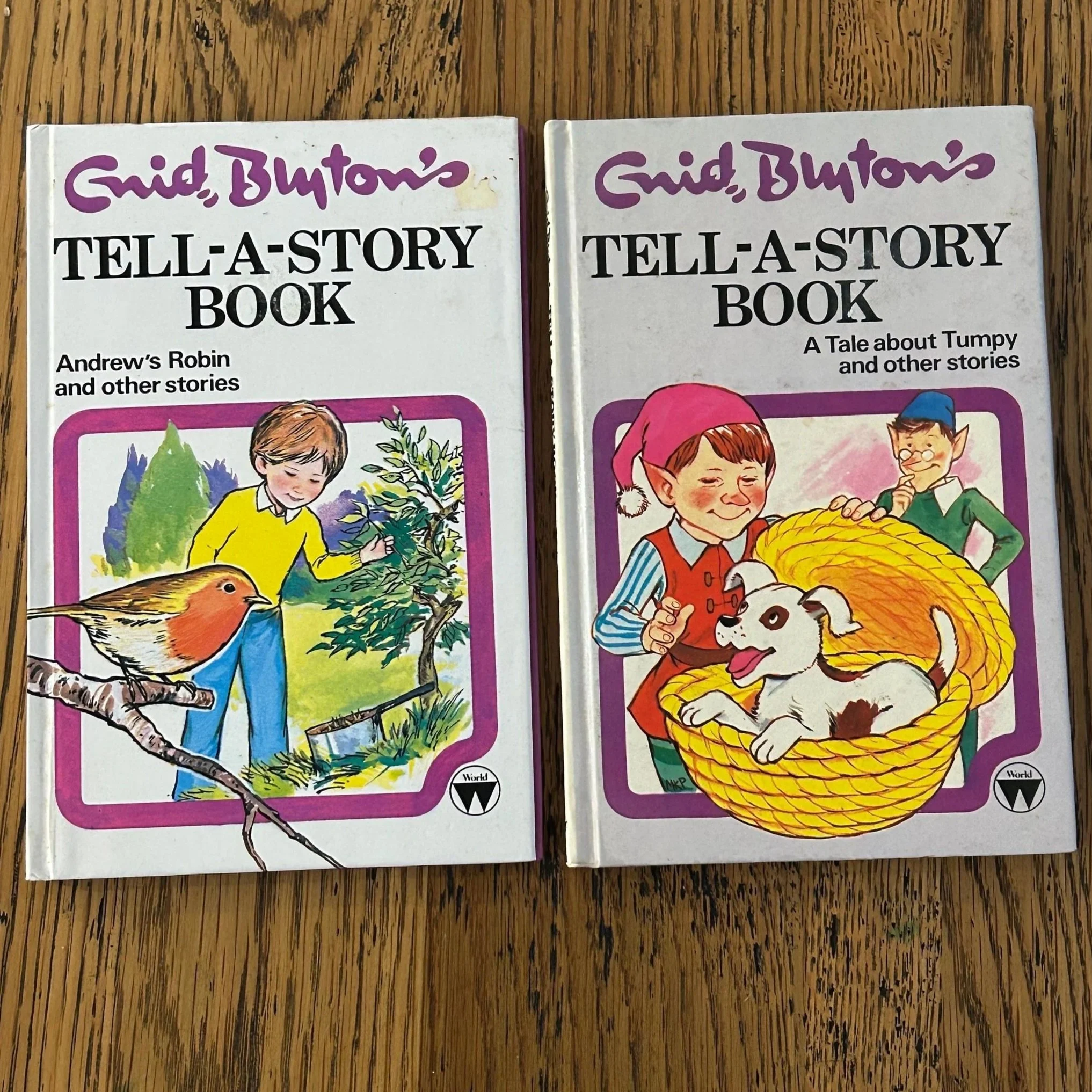 Covers of both Tell-A-Story books – Andrew’s Robin & Tumpy